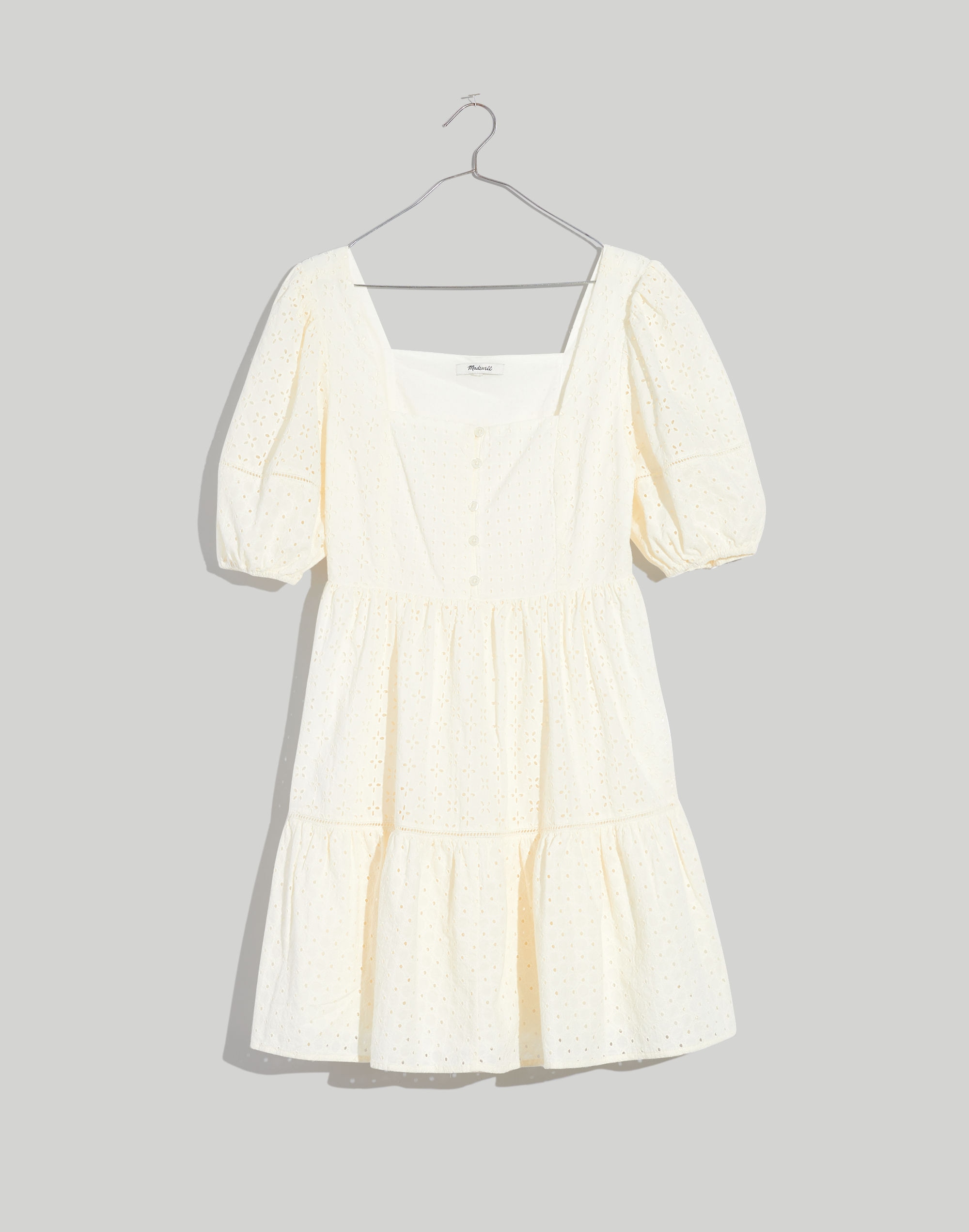 Eyelet-Mix Tiered Mini Dress | Madewell