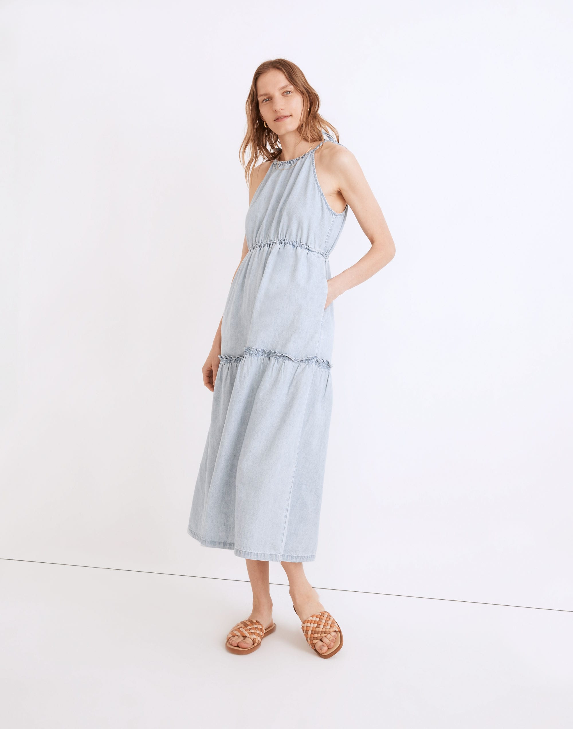 Cutaway Tiered Midi Dress: TENCEL™ Denim Edition | Madewell