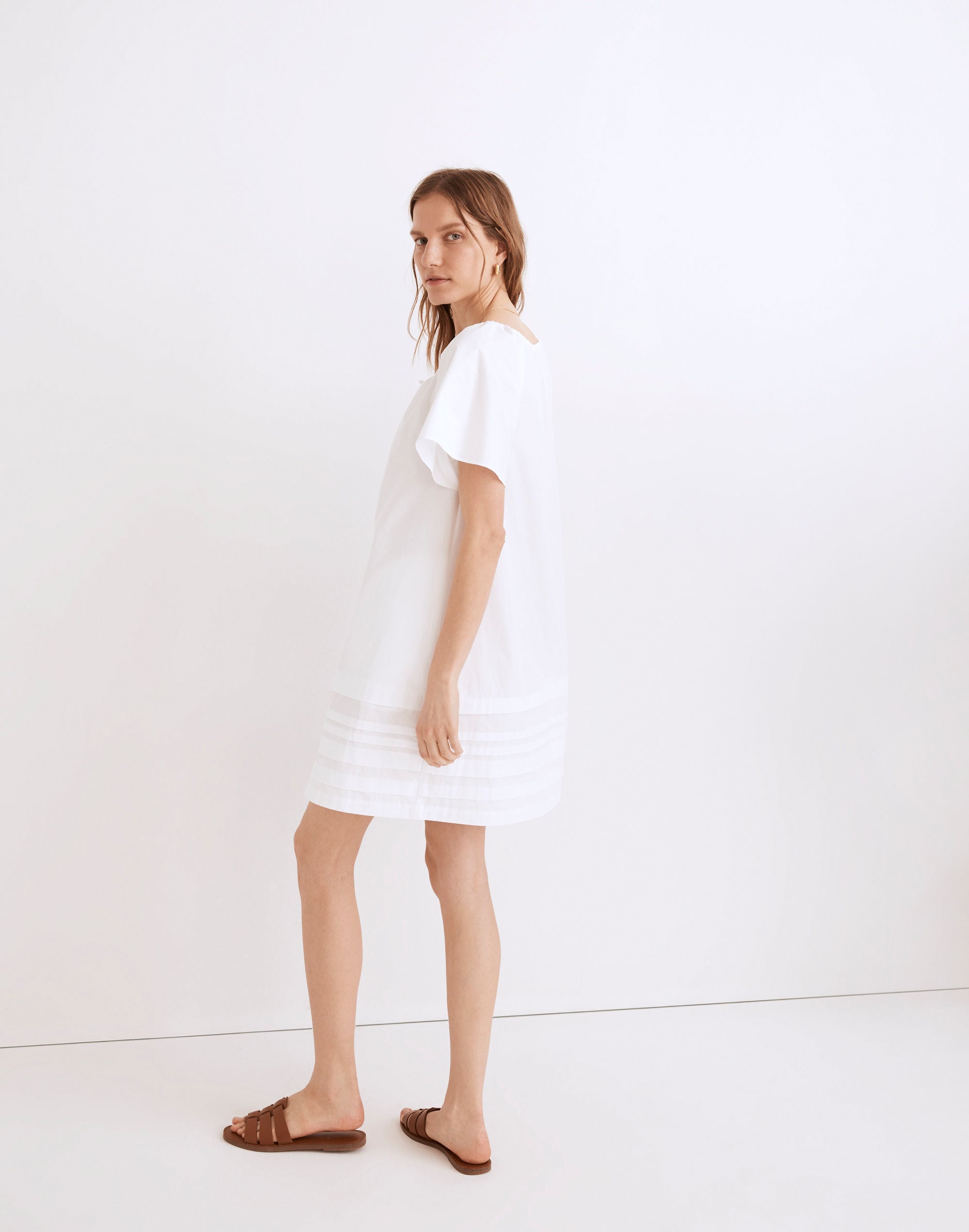 Poplin Flutter-Sleeve Pintuck Mini Dress | Madewell