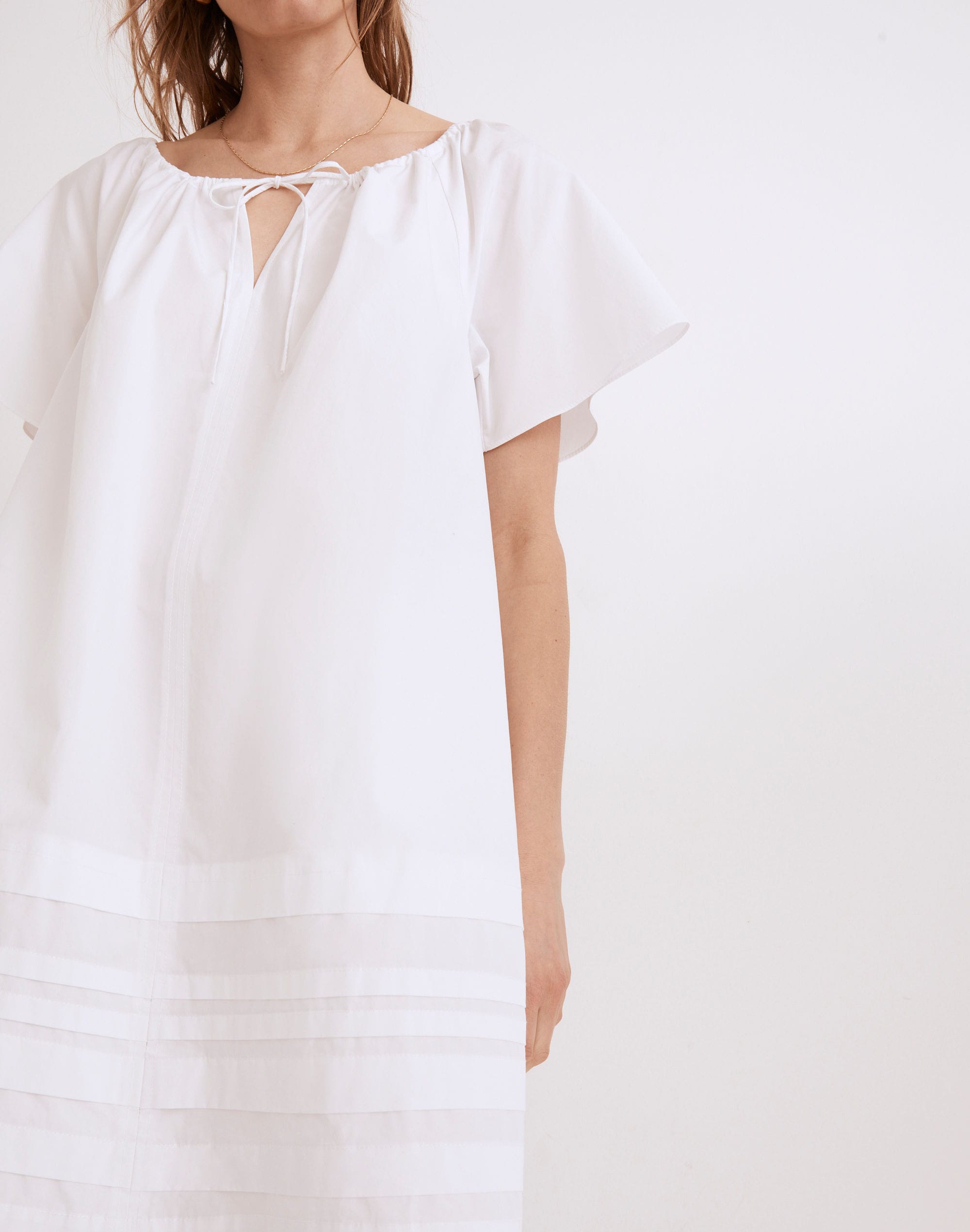 Poplin Flutter-Sleeve Pintuck Mini Dress | Madewell