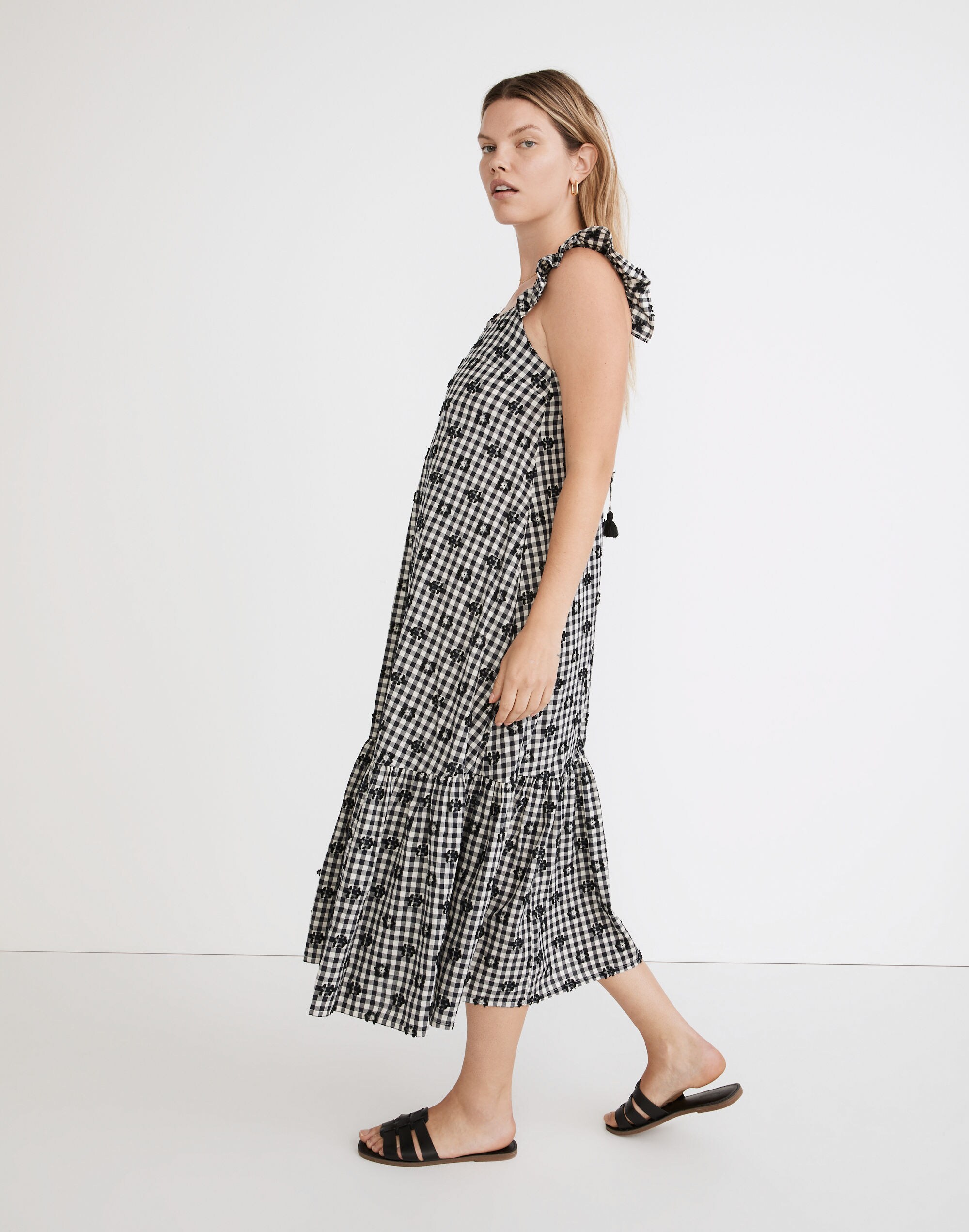 Ruffle-Hem Tent Midi Dress in Clip Gingham | Madewell