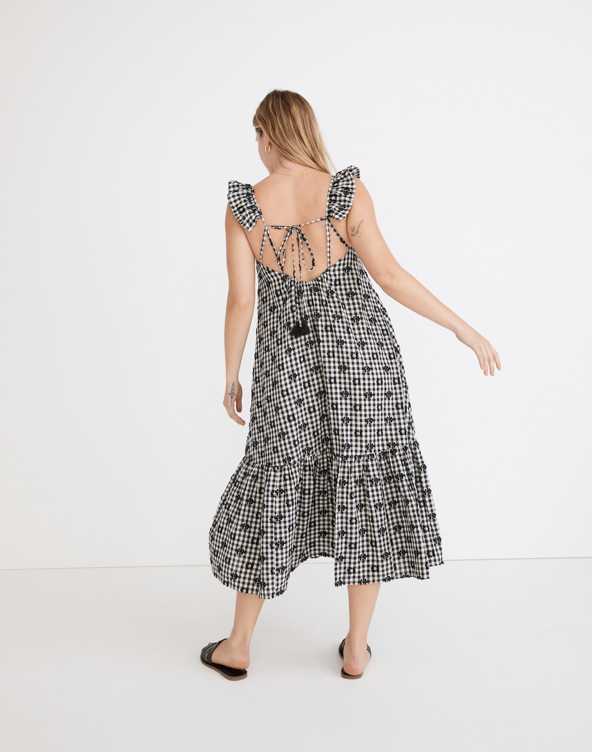 Ruffle-Hem Tent Midi Dress Clip Gingham | Madewell