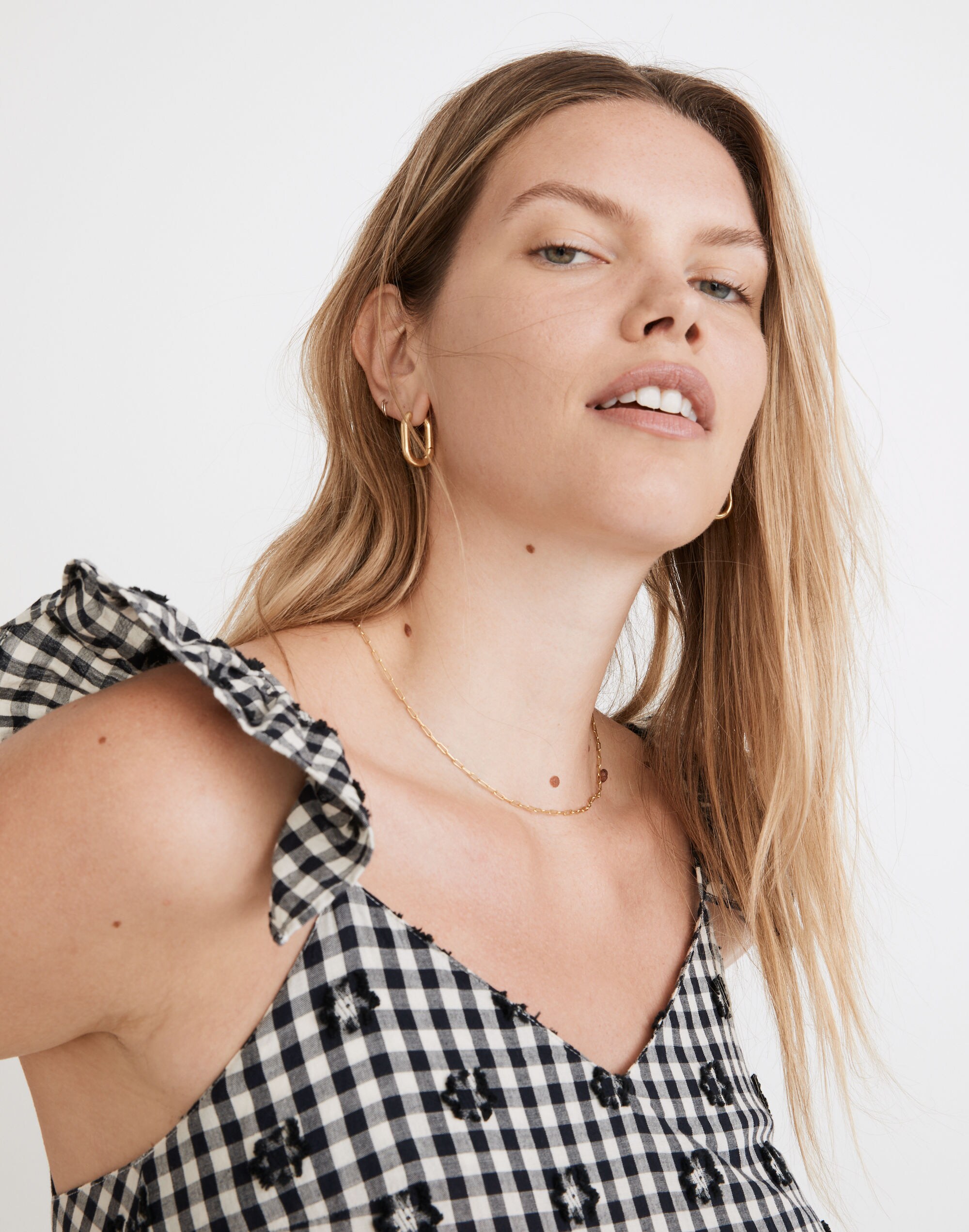 Ruffle-Hem Tent Midi Dress Clip Gingham | Madewell