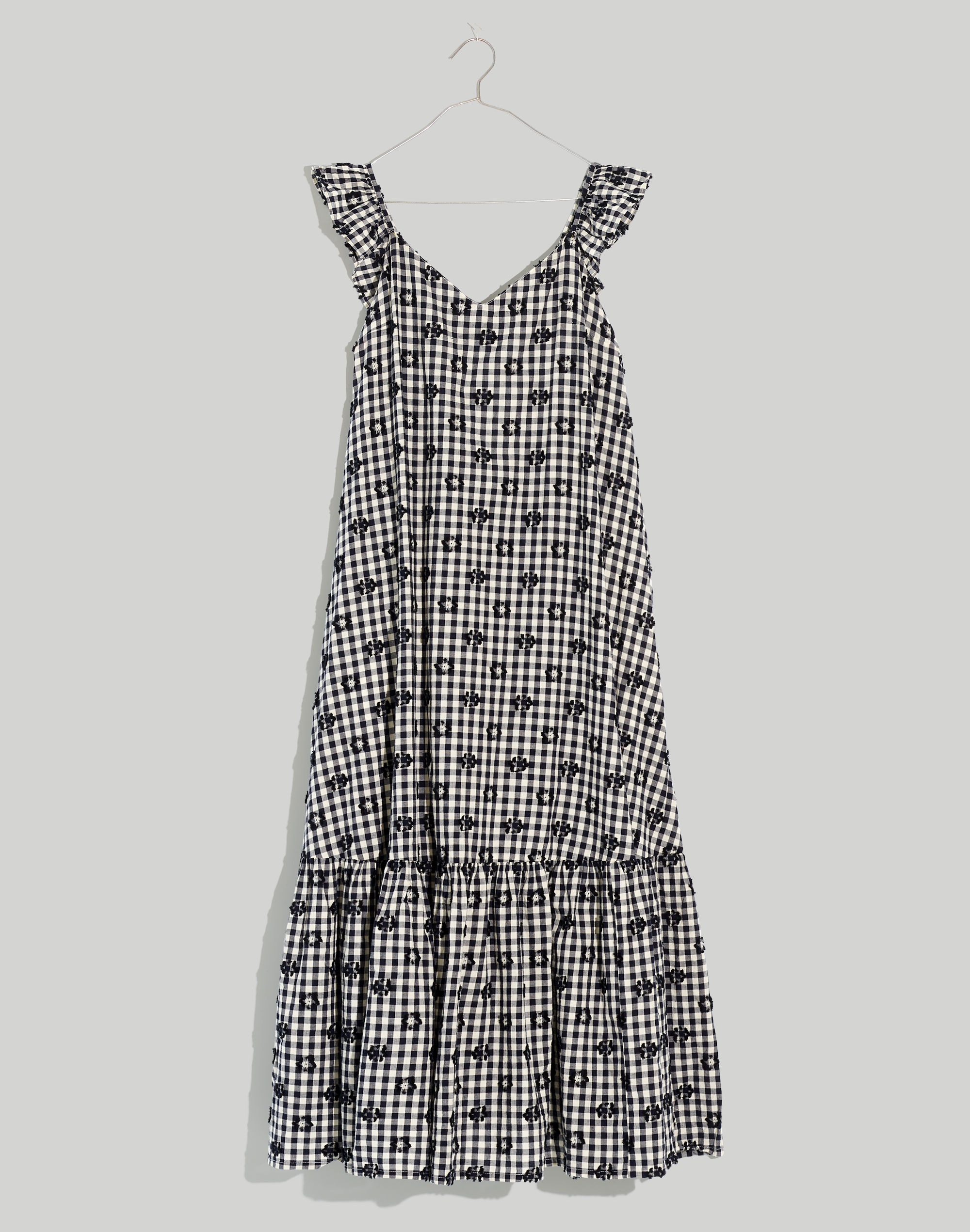 Ruffle-Hem Tent Midi Dress Clip Gingham | Madewell