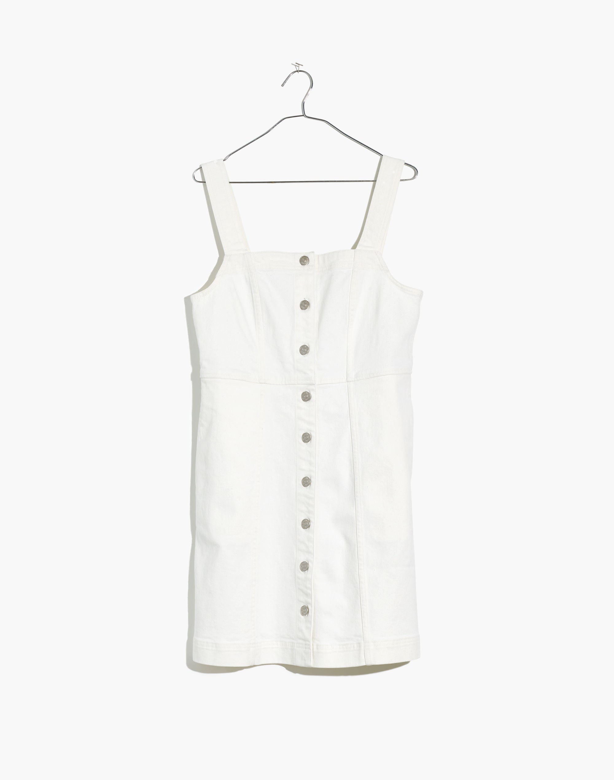 Denim Button-Front Mini Dress Tile White | Madewell