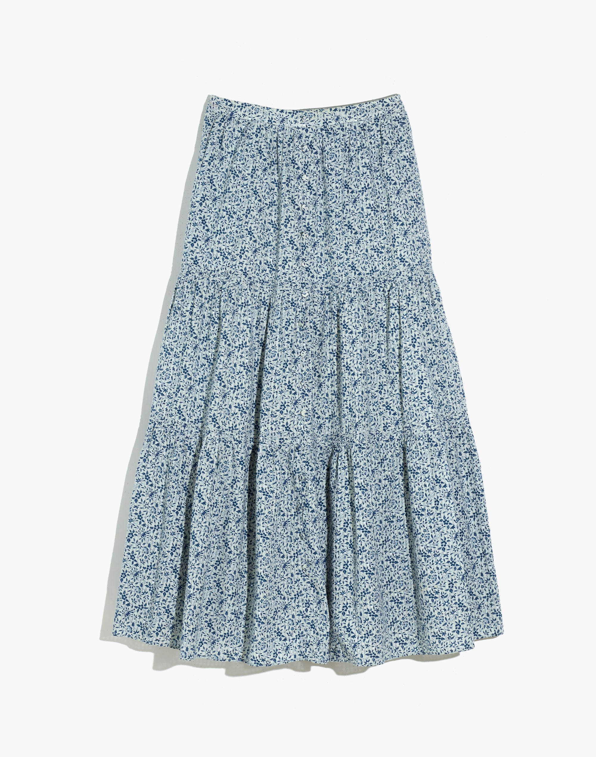 Button-Front Tiered Maxi Skirt in Florentine Floral | Madewell