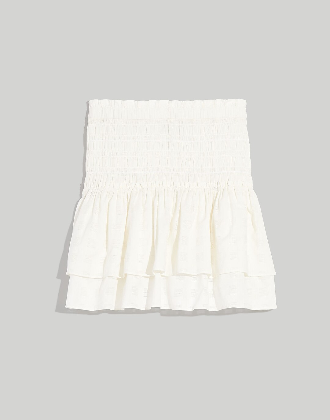 Smocked Pull-On Tiered Mini Skirt