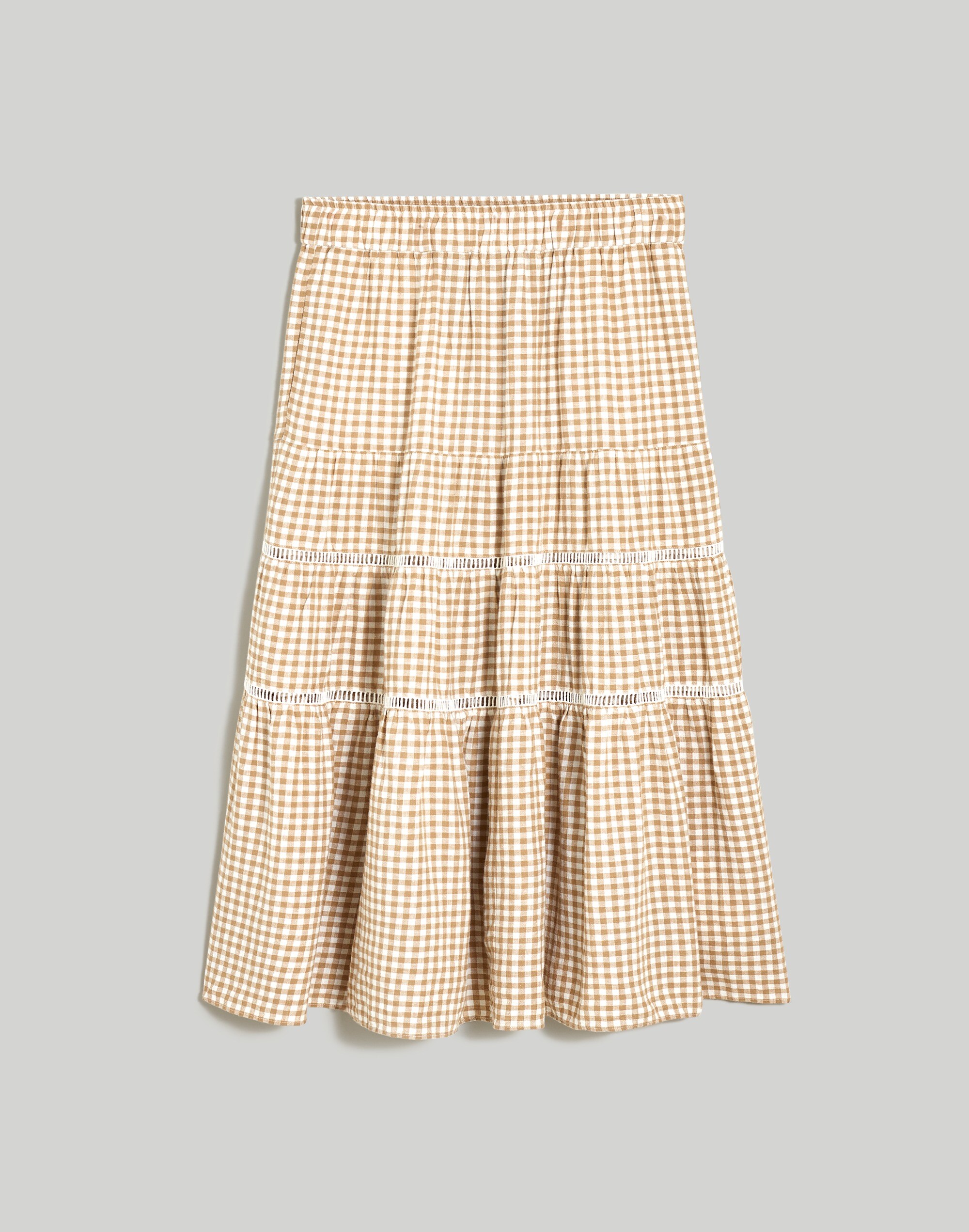 Linen-Blend Eyelet-Trim Tiered Maxi Skirt | Madewell