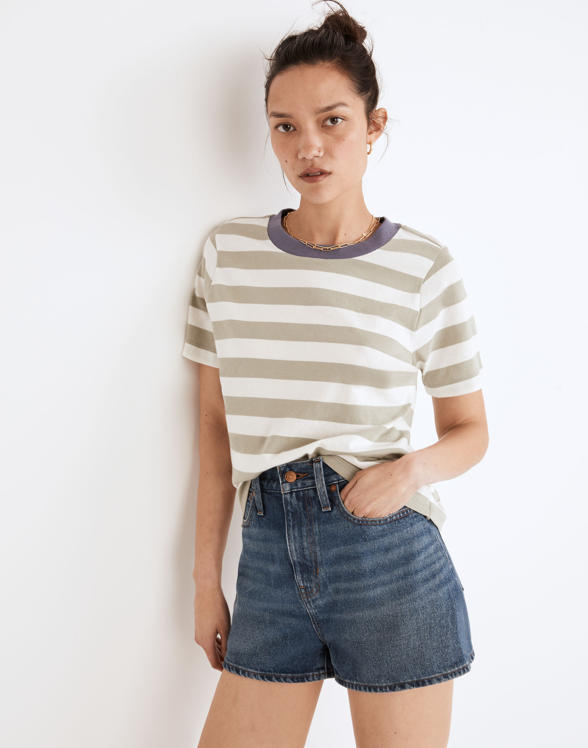 Supima® Cotton Essential Ringer Tee in Johnson Stripe | Madewell