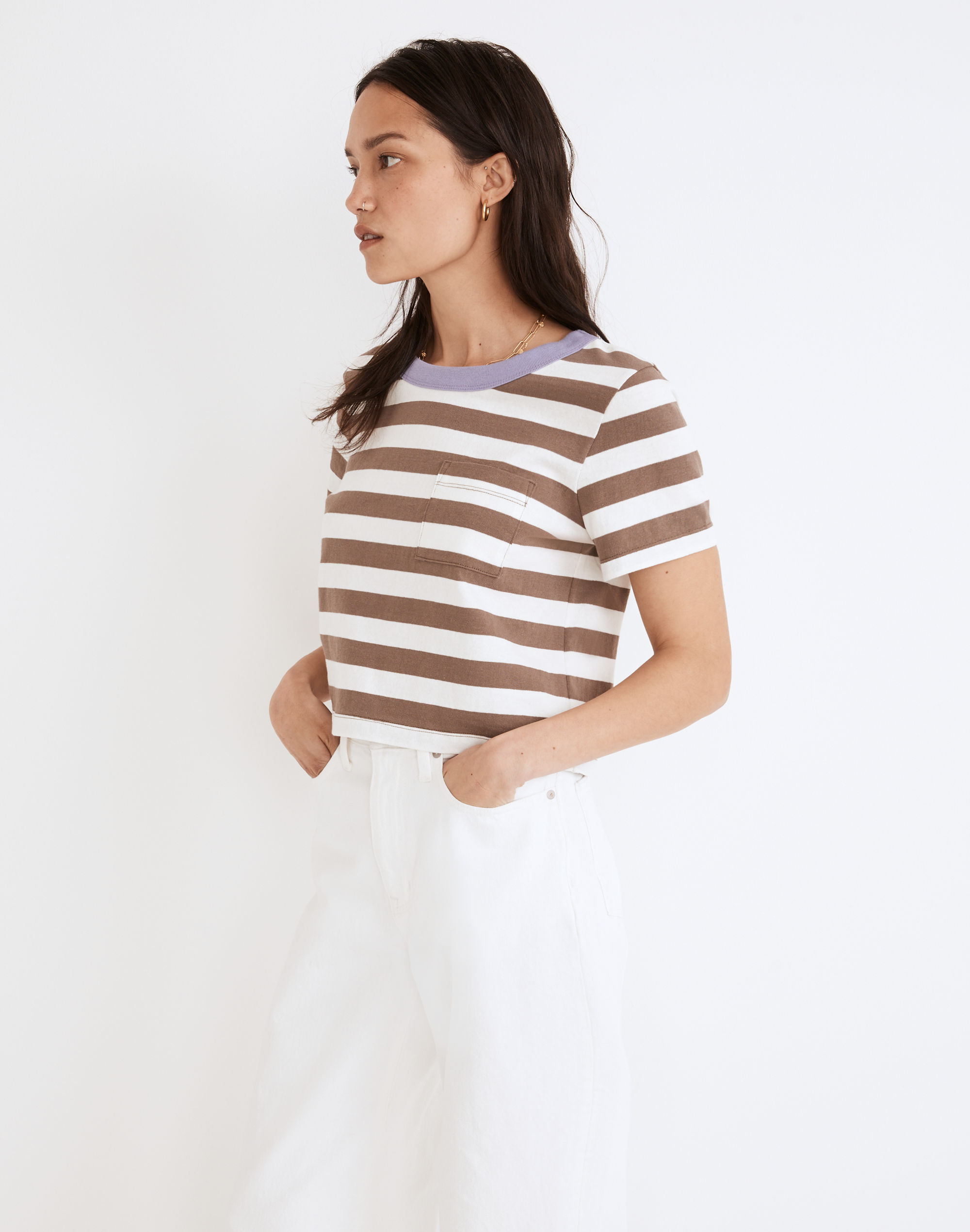 Organic Cotton Supercrop Pocket Tee in Stripe | Madewell