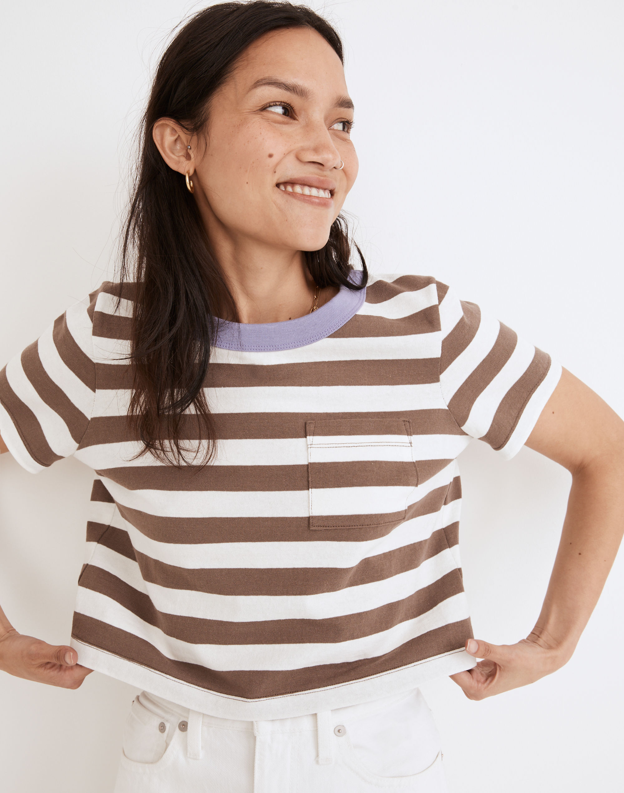 Organic Cotton Supercrop Pocket Tee in Stripe | Madewell