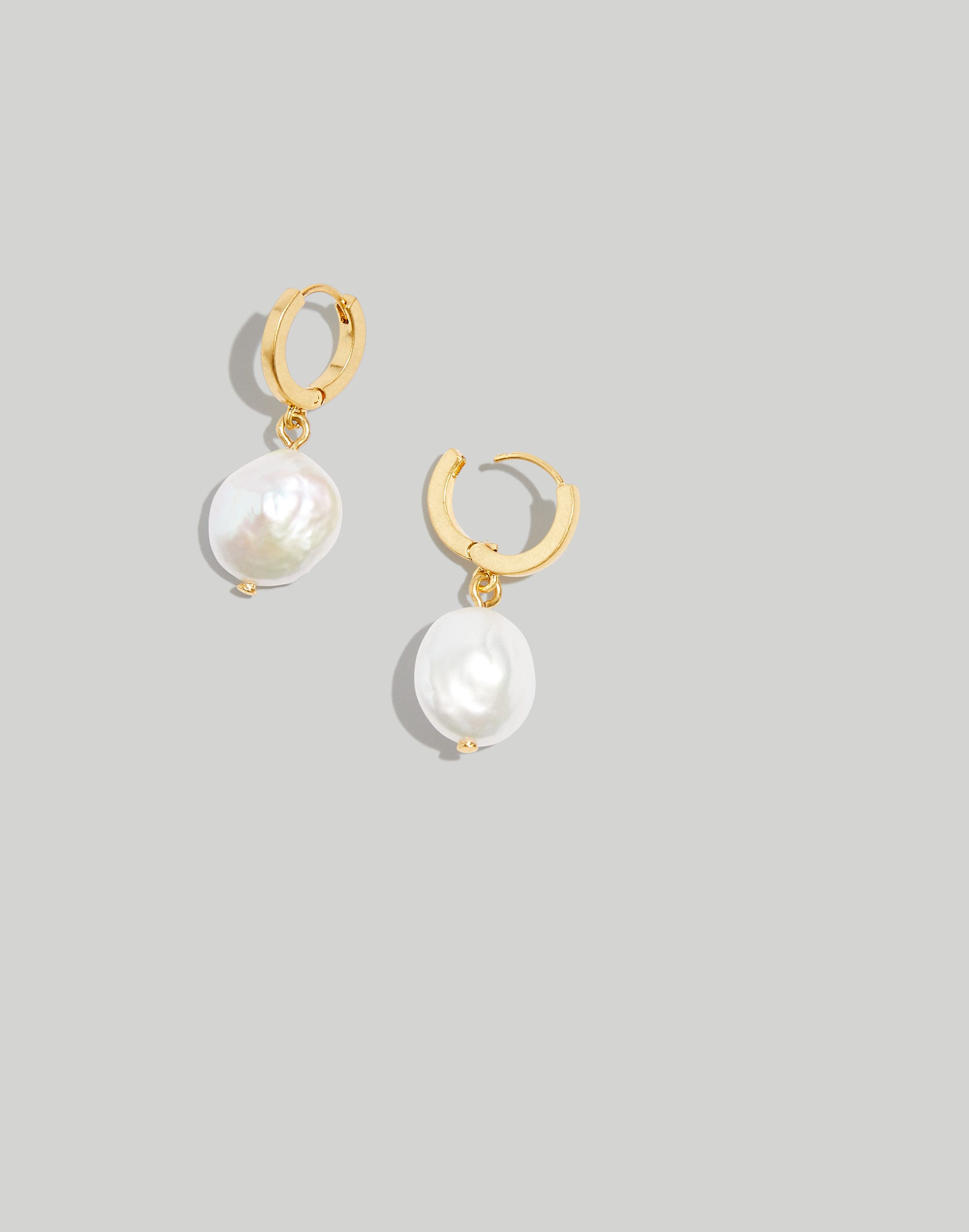 Freshwater Coin Pearl Huggie Hoop Earrings