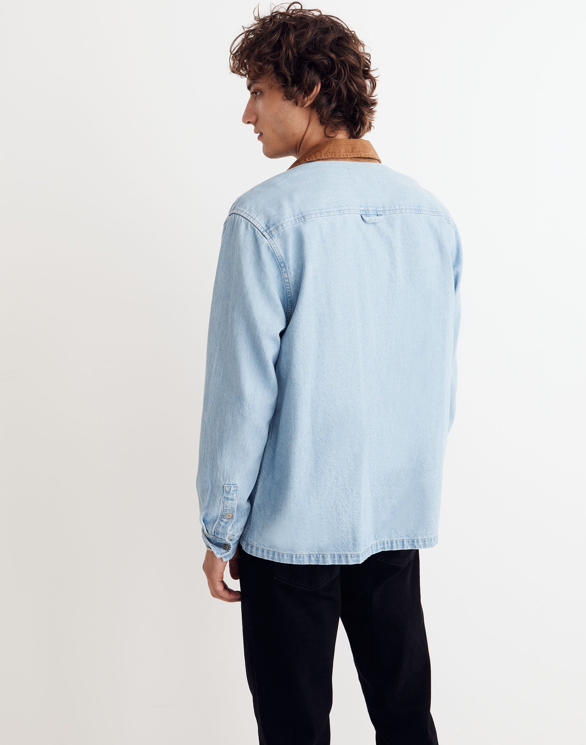 Corduroy-Collar Denim Easy Long-Sleeve Shirt | Madewell