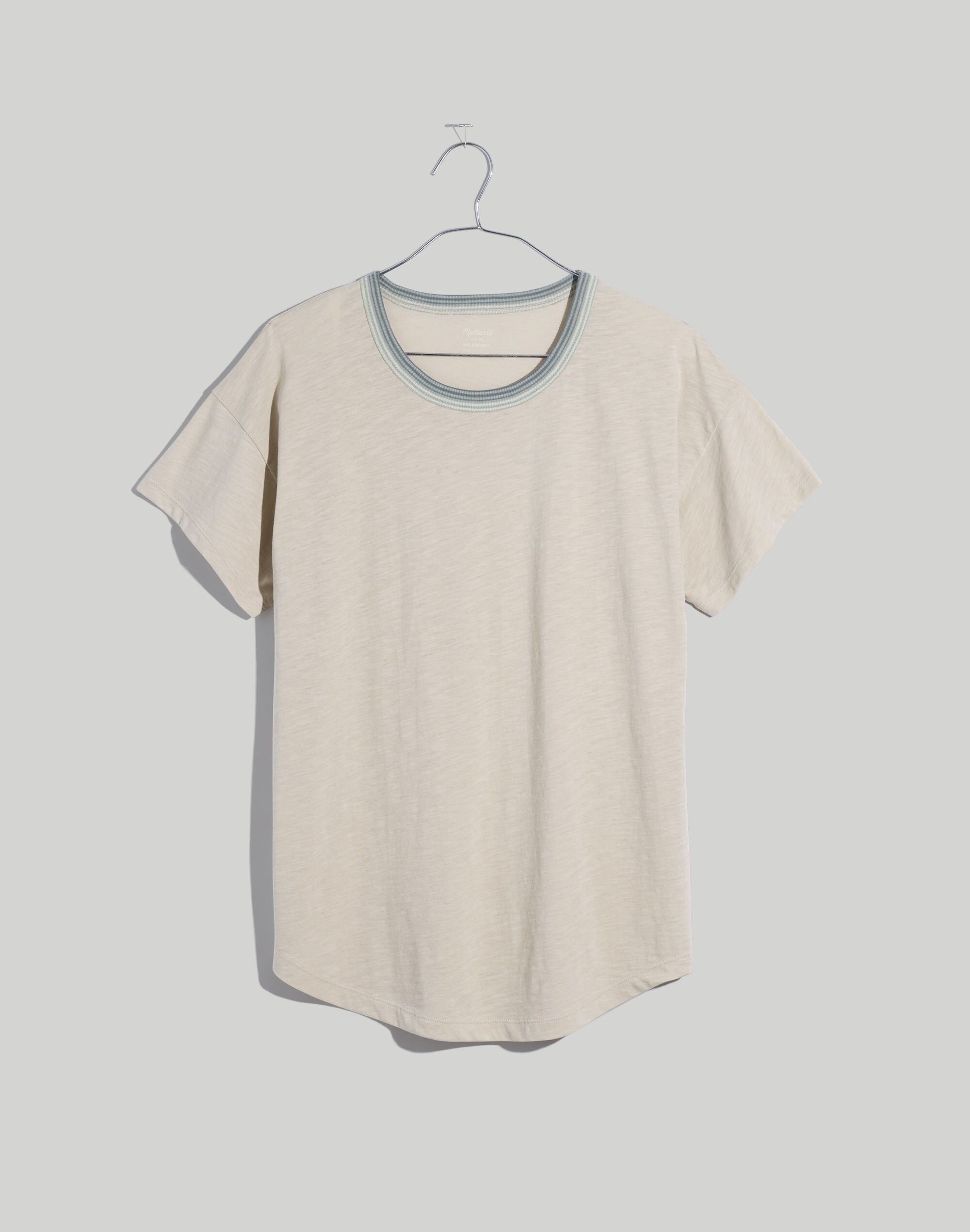 Whisper Cotton Rib-Crewneck Ringer Tee Wallie Stripe | Madewell