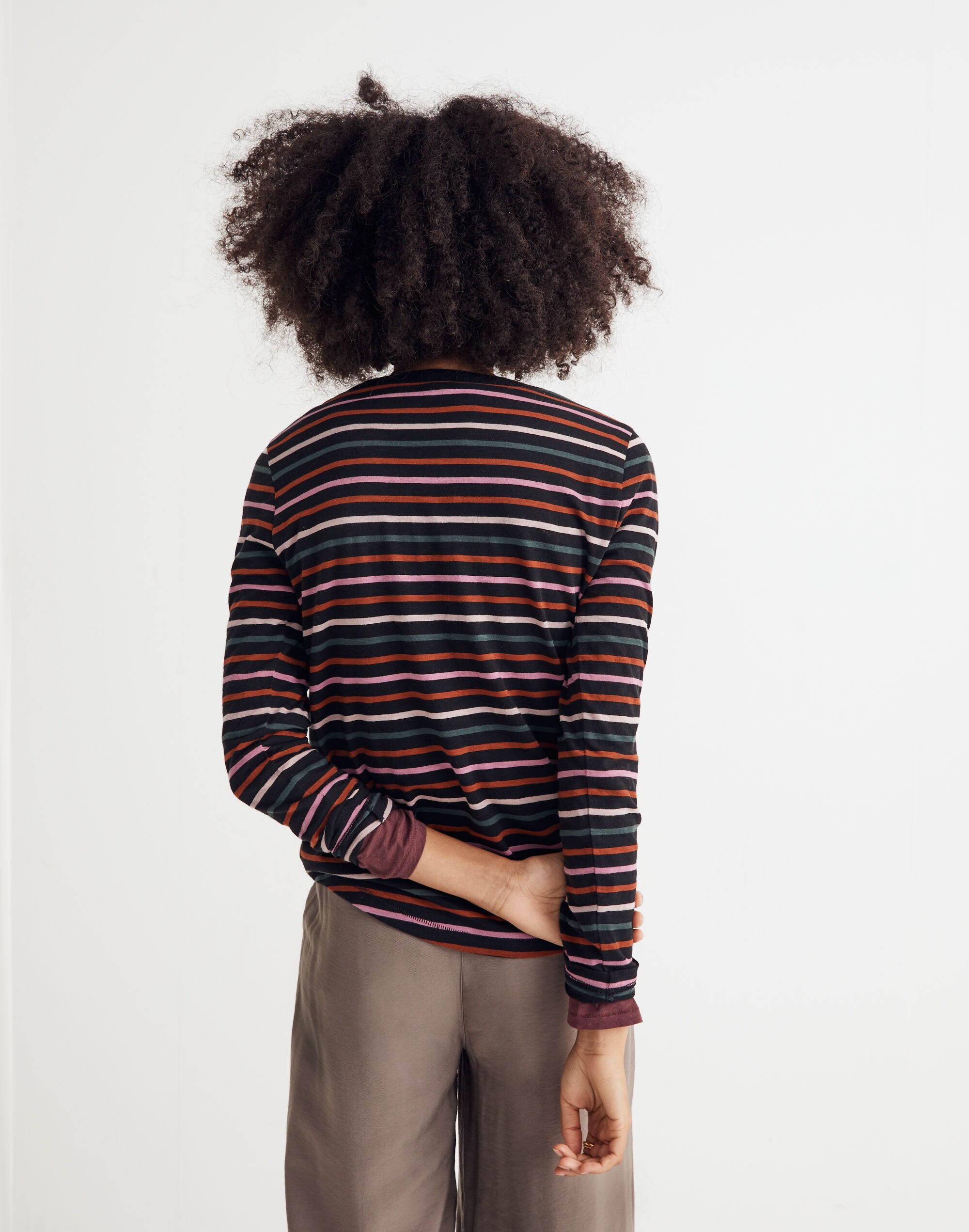 Whisper Cotton Rib-Crewneck Long-Sleeve Tee Ryley Stripe | Madewell