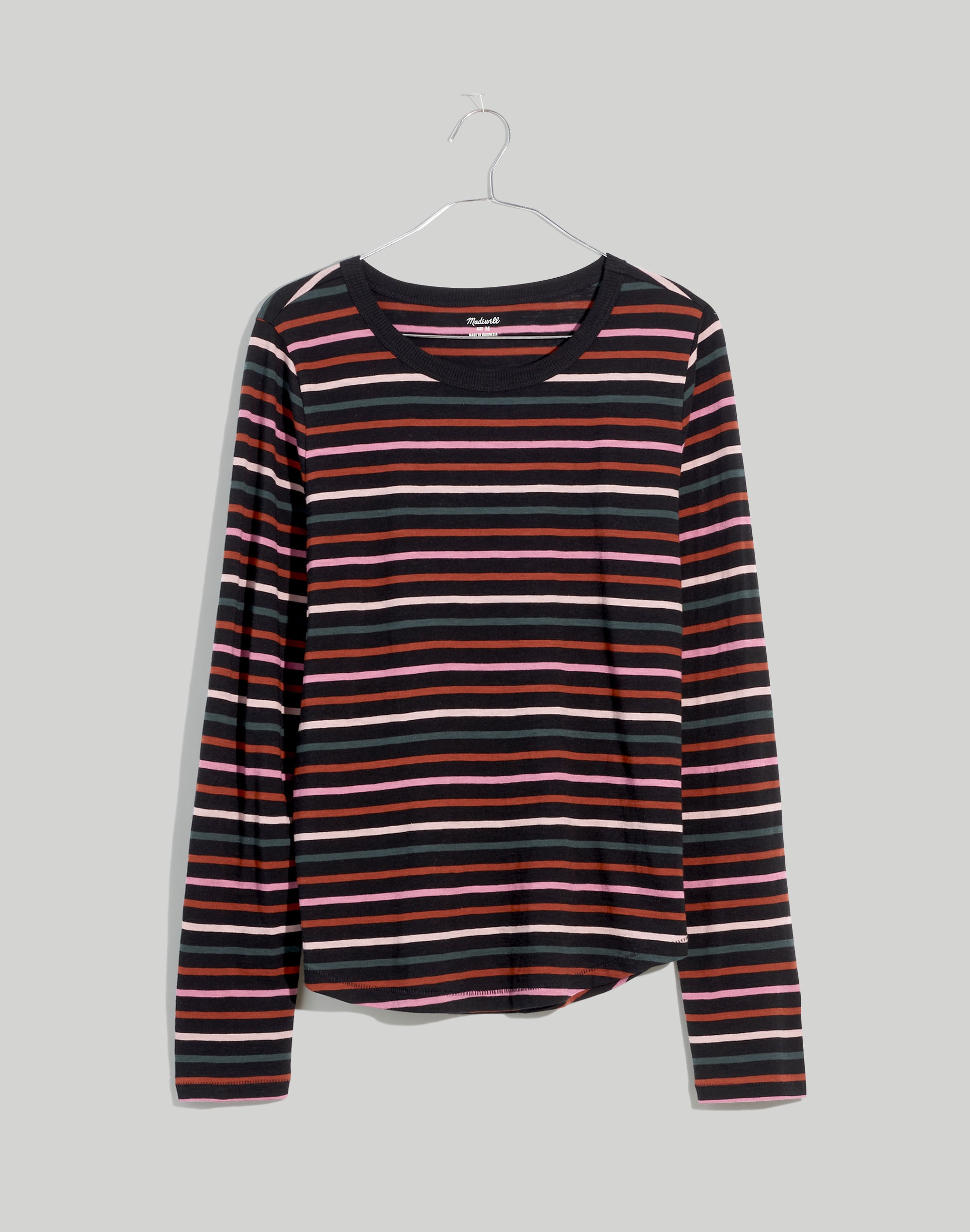 Whisper Cotton Rib-Crewneck Long-Sleeve Tee Ryley Stripe | Madewell