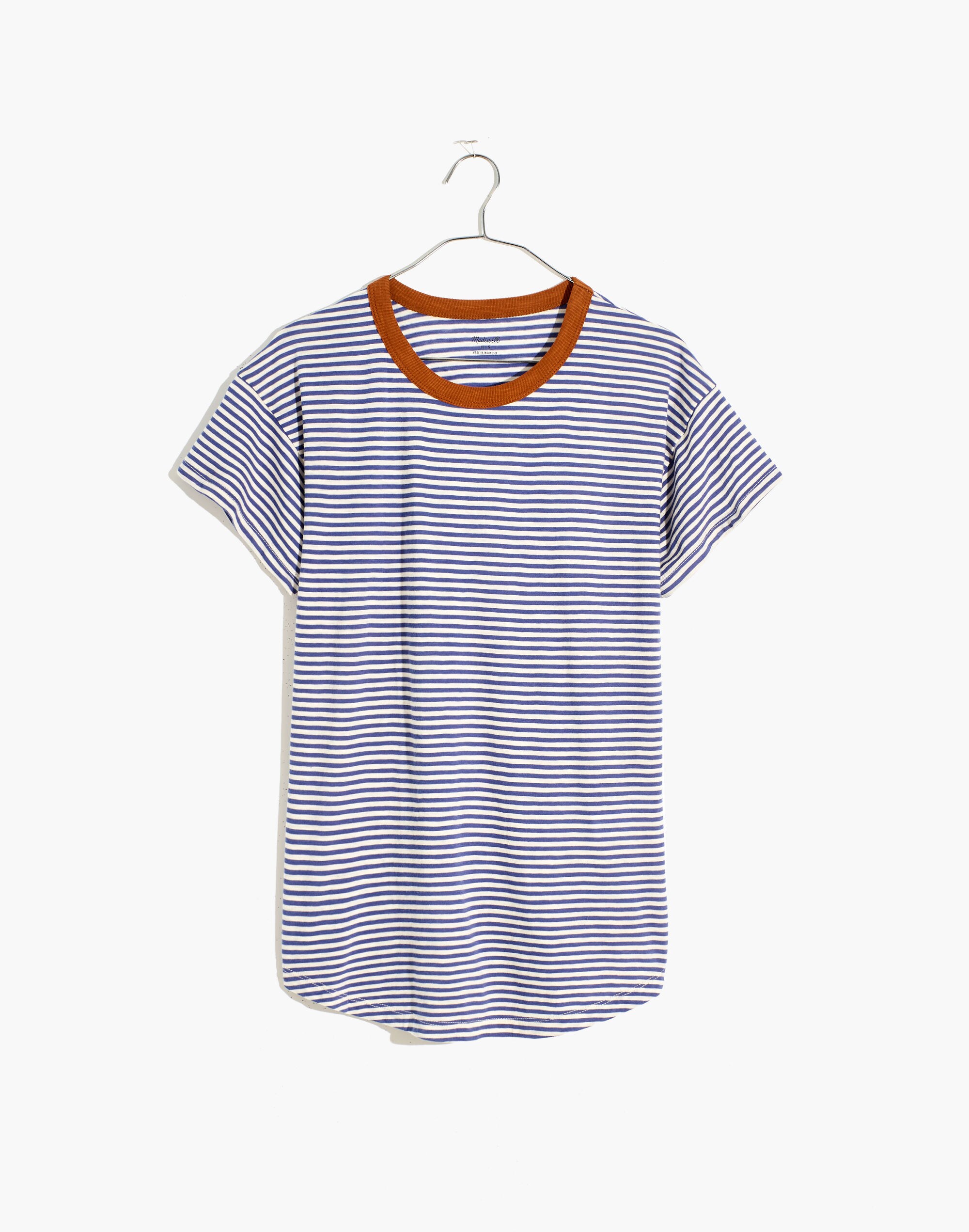 Whisper Cotton Rib-Crewneck Ringer Tee Birtie Stripe | Madewell