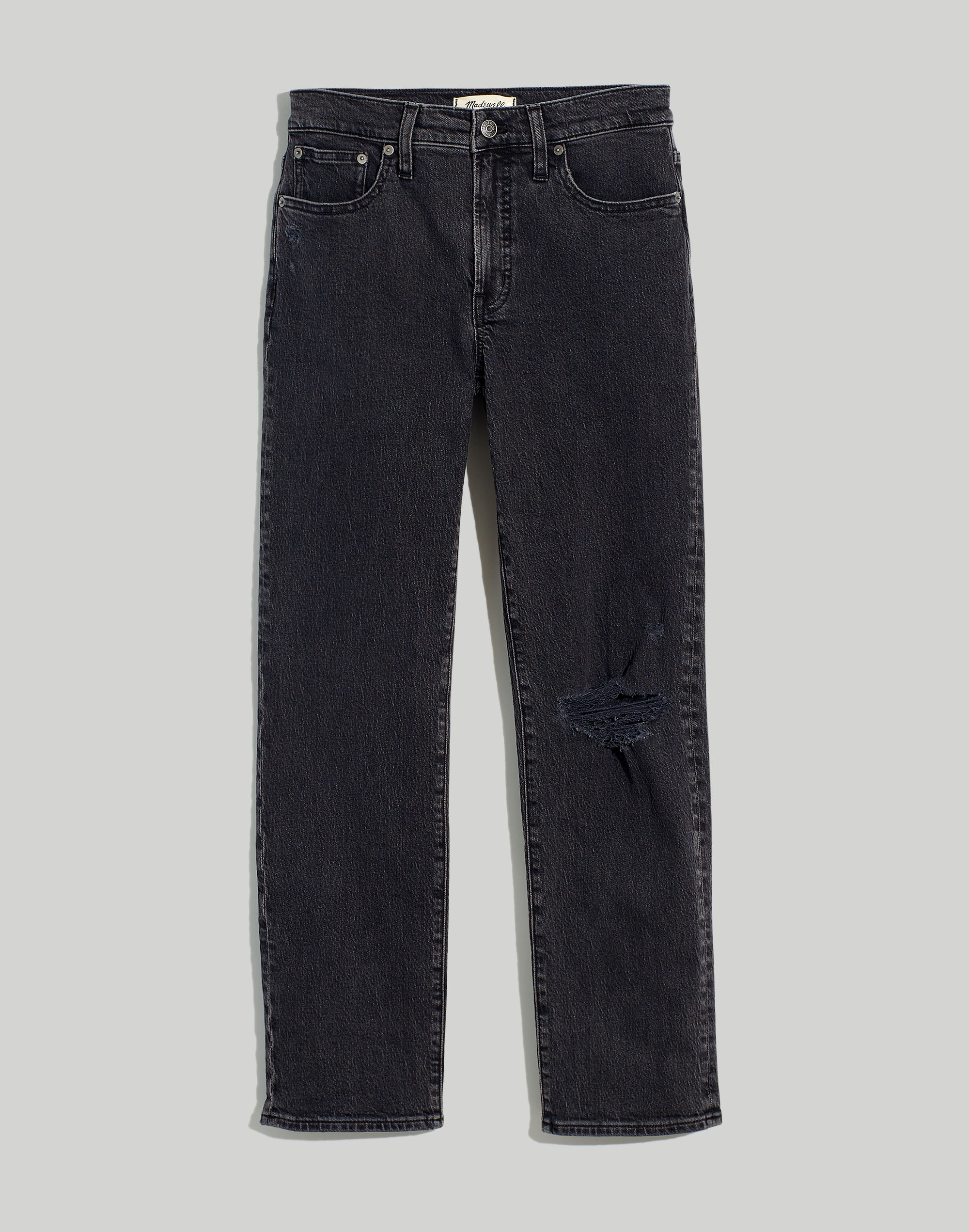 The Mid-Rise Perfect Vintage Straight Jean in Rosella Wash: Ripped Edition