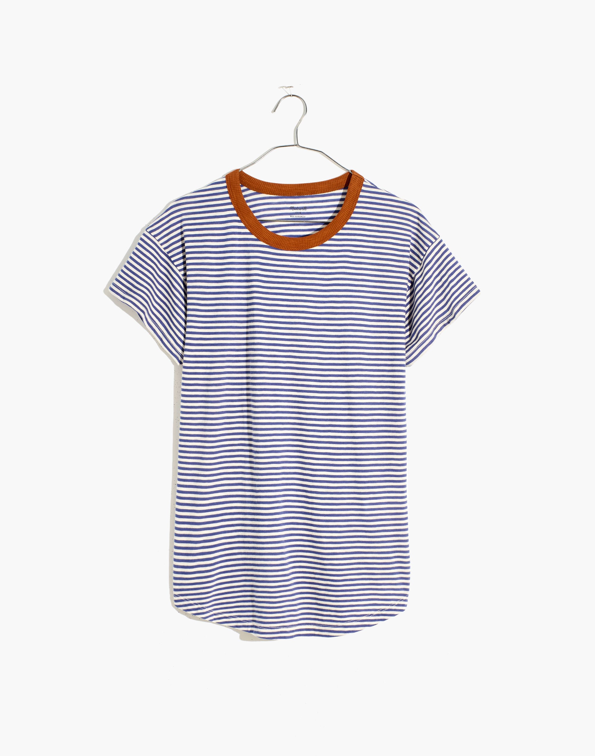 Plus Whisper Cotton Rib-Crewneck Ringer Tee Birtie Stripe | Madewell