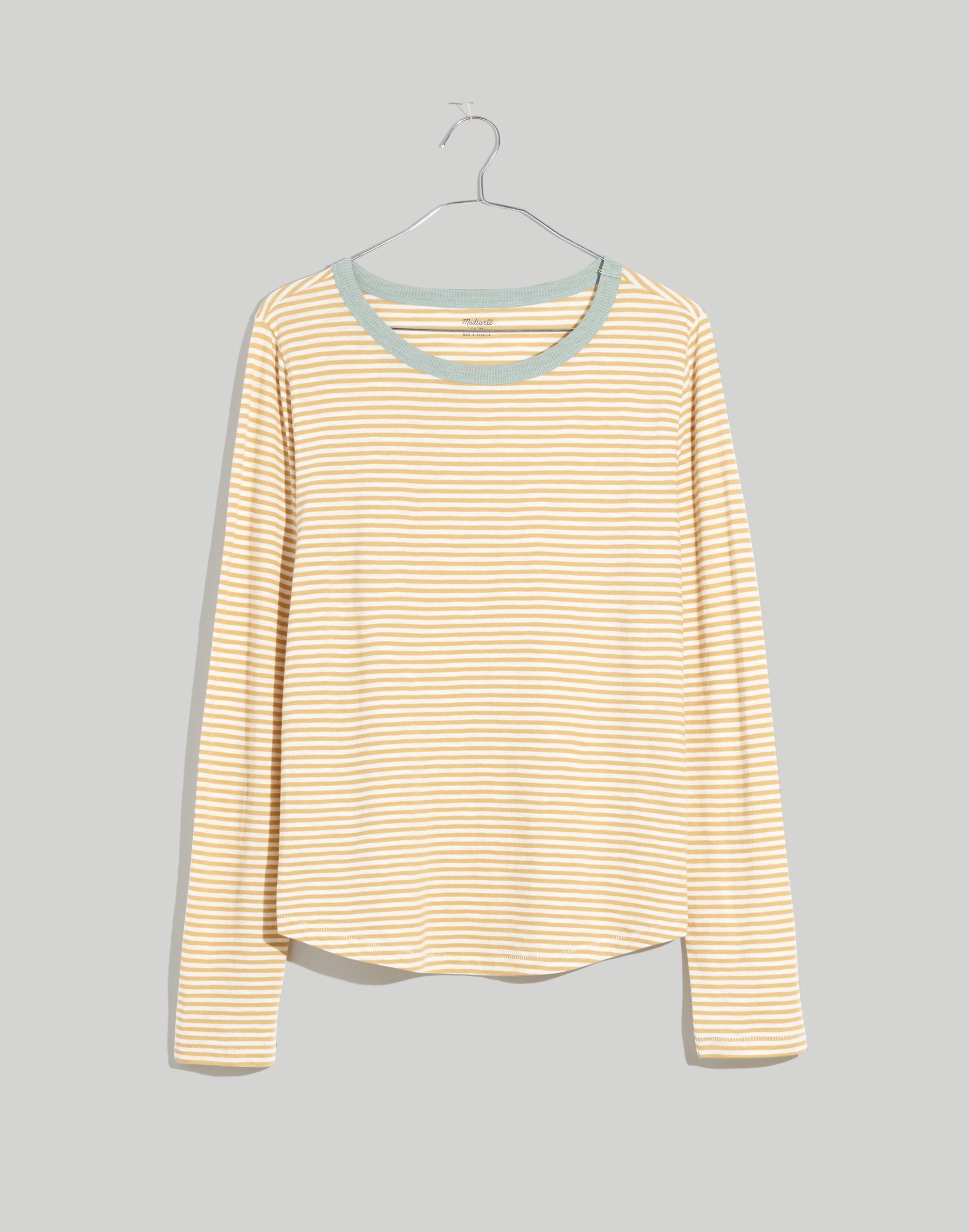 Plus Whisper Cotton Rib-Crewneck Long-Sleeve Ringer Tee Keene Stripe | Madewell