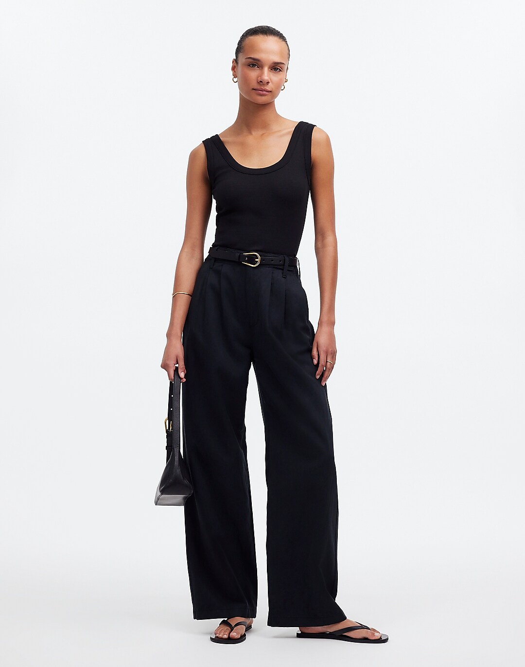 Soft Active Petite Flared Trousers in Black