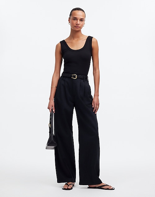 6 ways to wear Madewell's Harlow wide leg pants. Really love the