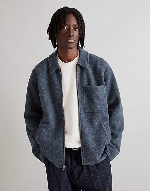Mens Boiled Wool Zip Through Jacket