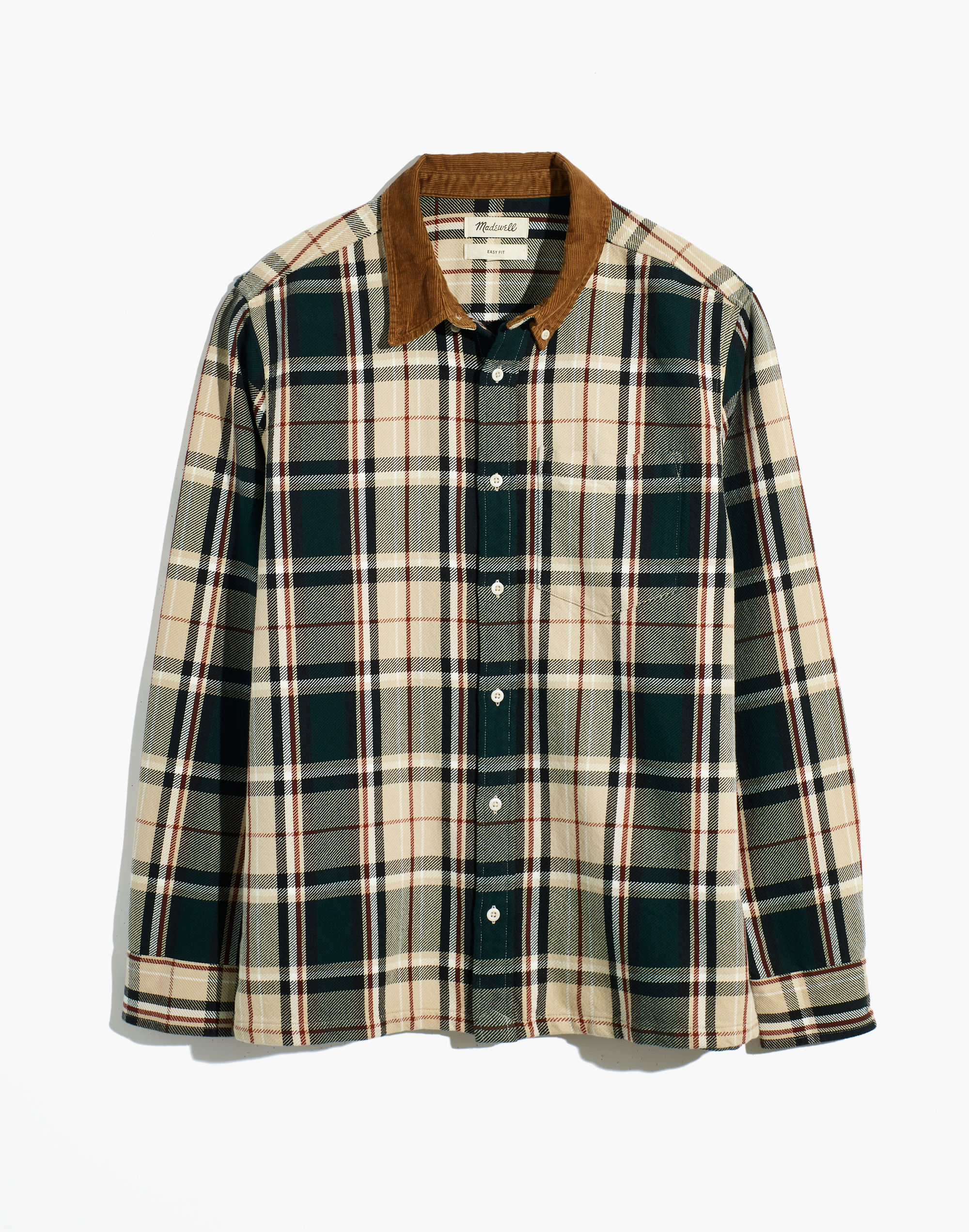 Corduroy-Collar Easy Long-Sleeve Shirt in Plaid | Madewell