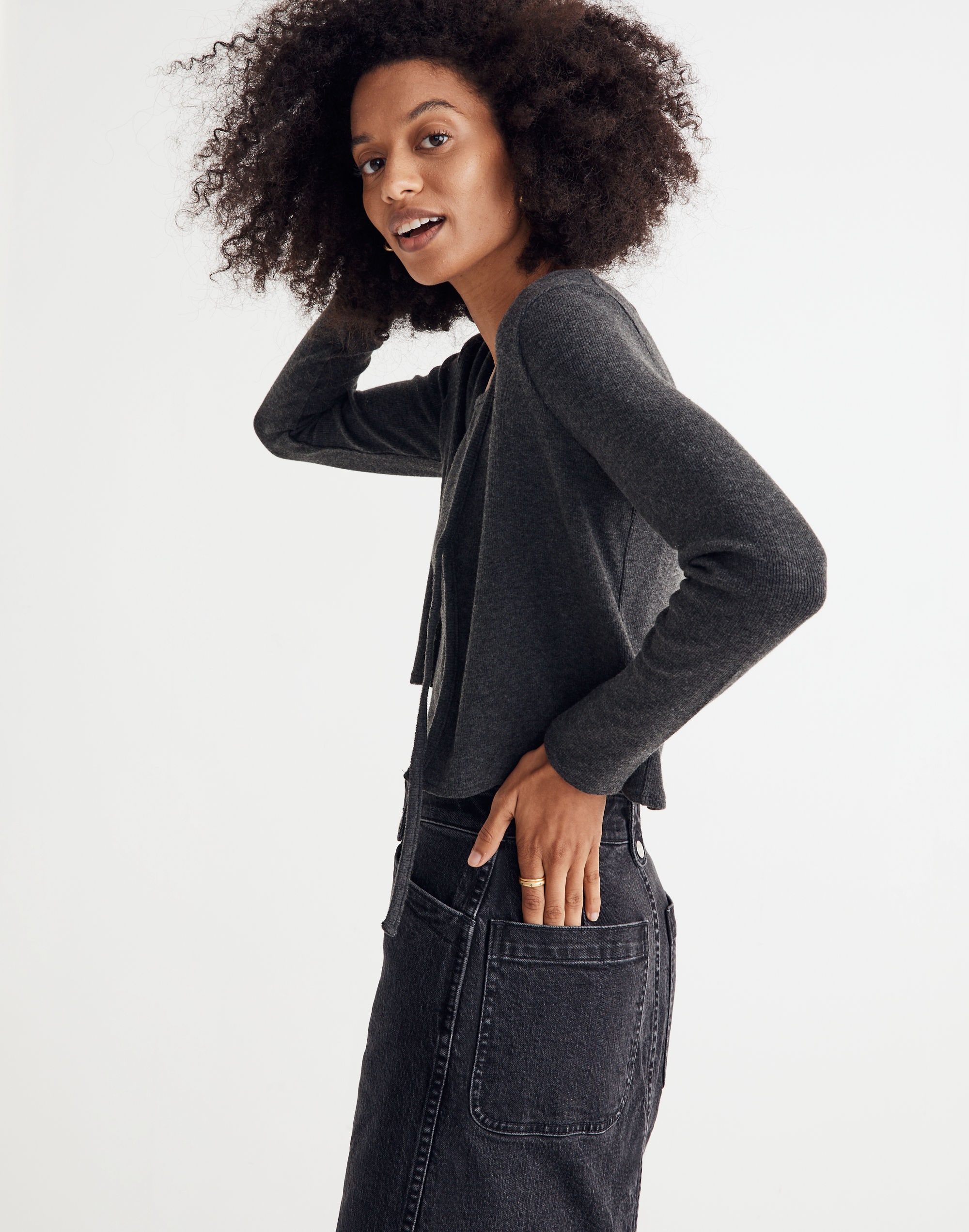 Brushed Rib Tie-Front Cardigan | Madewell