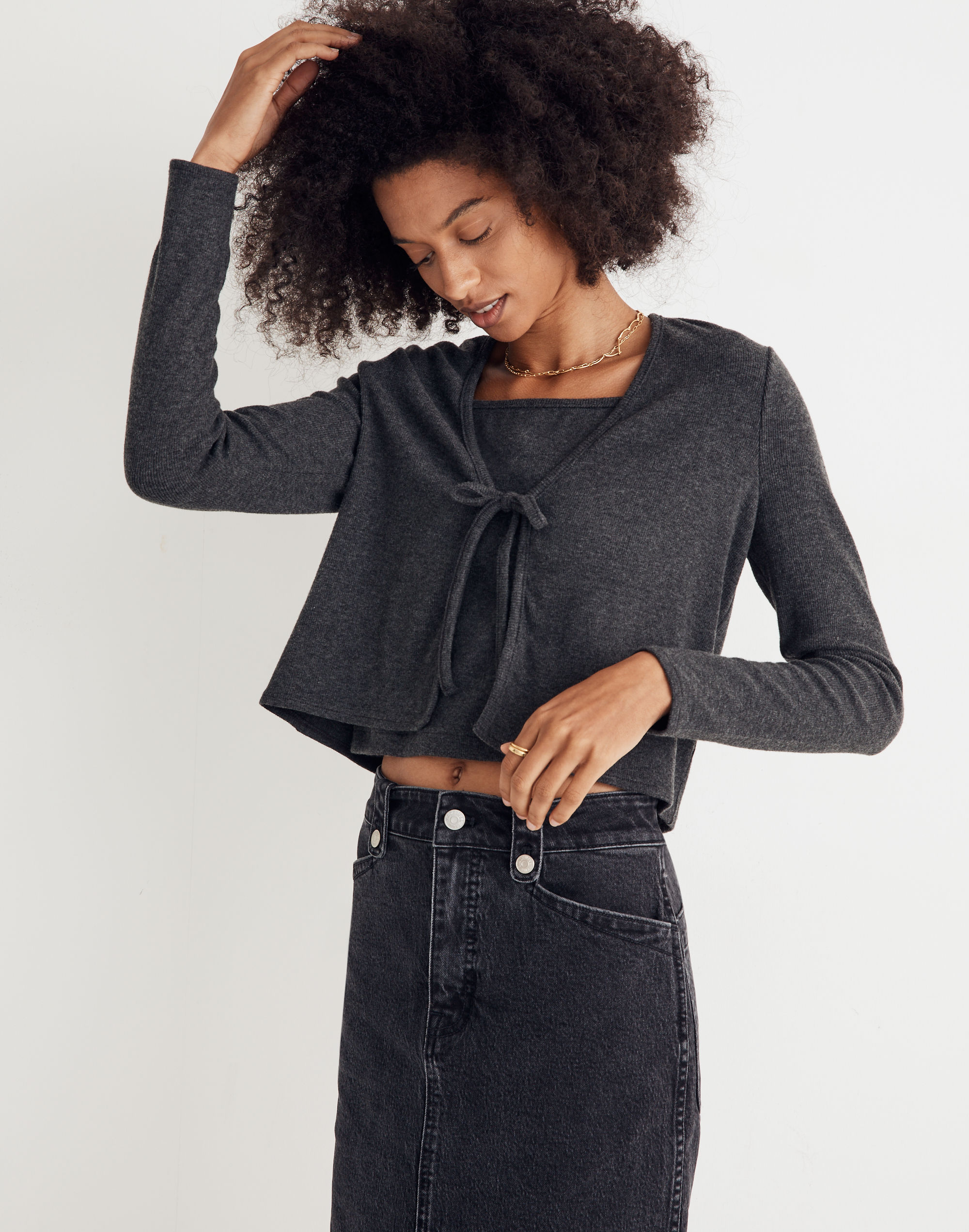 Brushed Rib Tie-Front Cardigan | Madewell