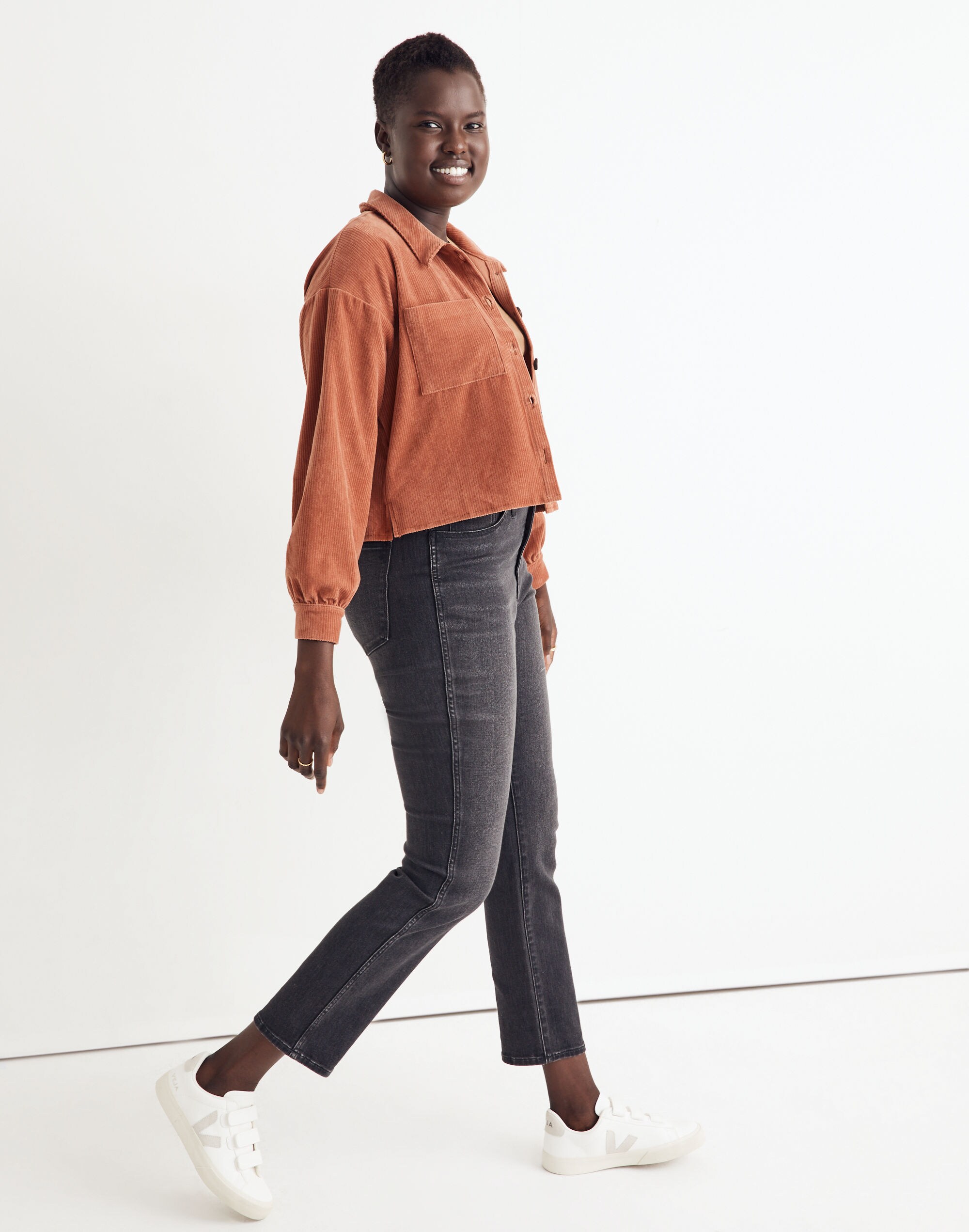 Knit Corduroy Crop Shirt-Jacket | Madewell