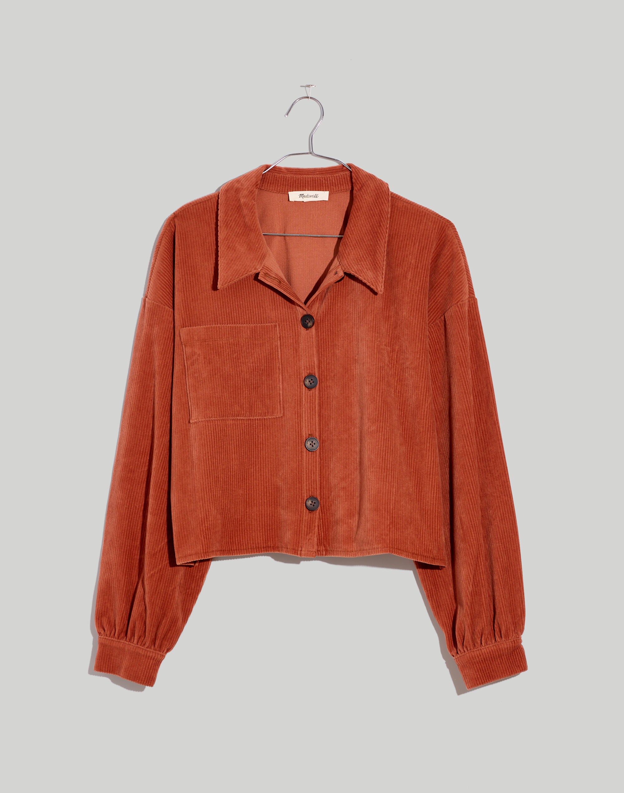 Knit Corduroy Crop Shirt-Jacket | Madewell