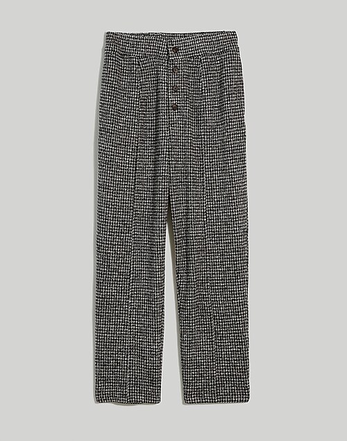 Knit Huston Button-Front Pants in Houndstooth Check