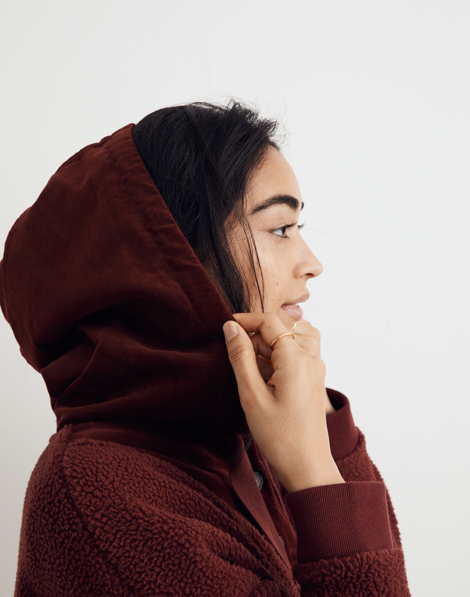 (Re)sourced Fleece Button-Front Hoodie Sweatshirt | Madewell