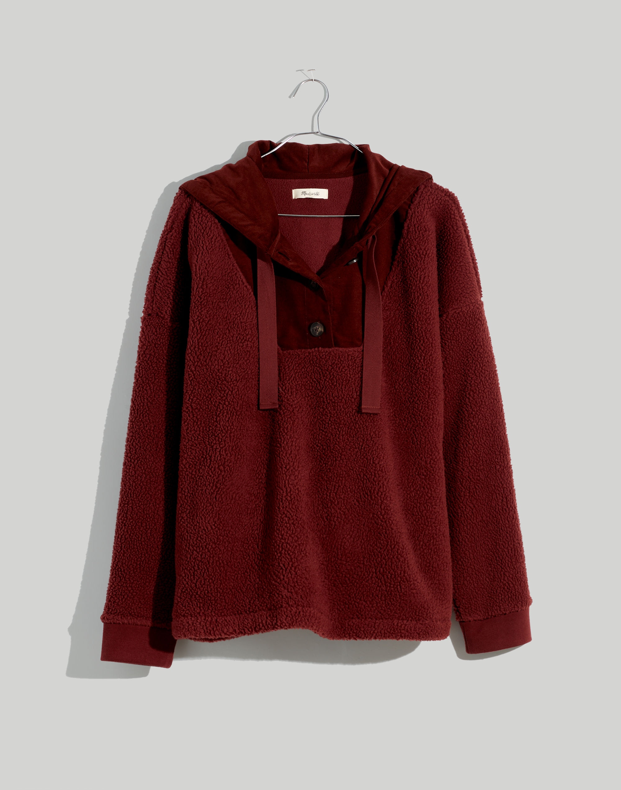 (Re)sourced Fleece Button-Front Hoodie Sweatshirt | Madewell