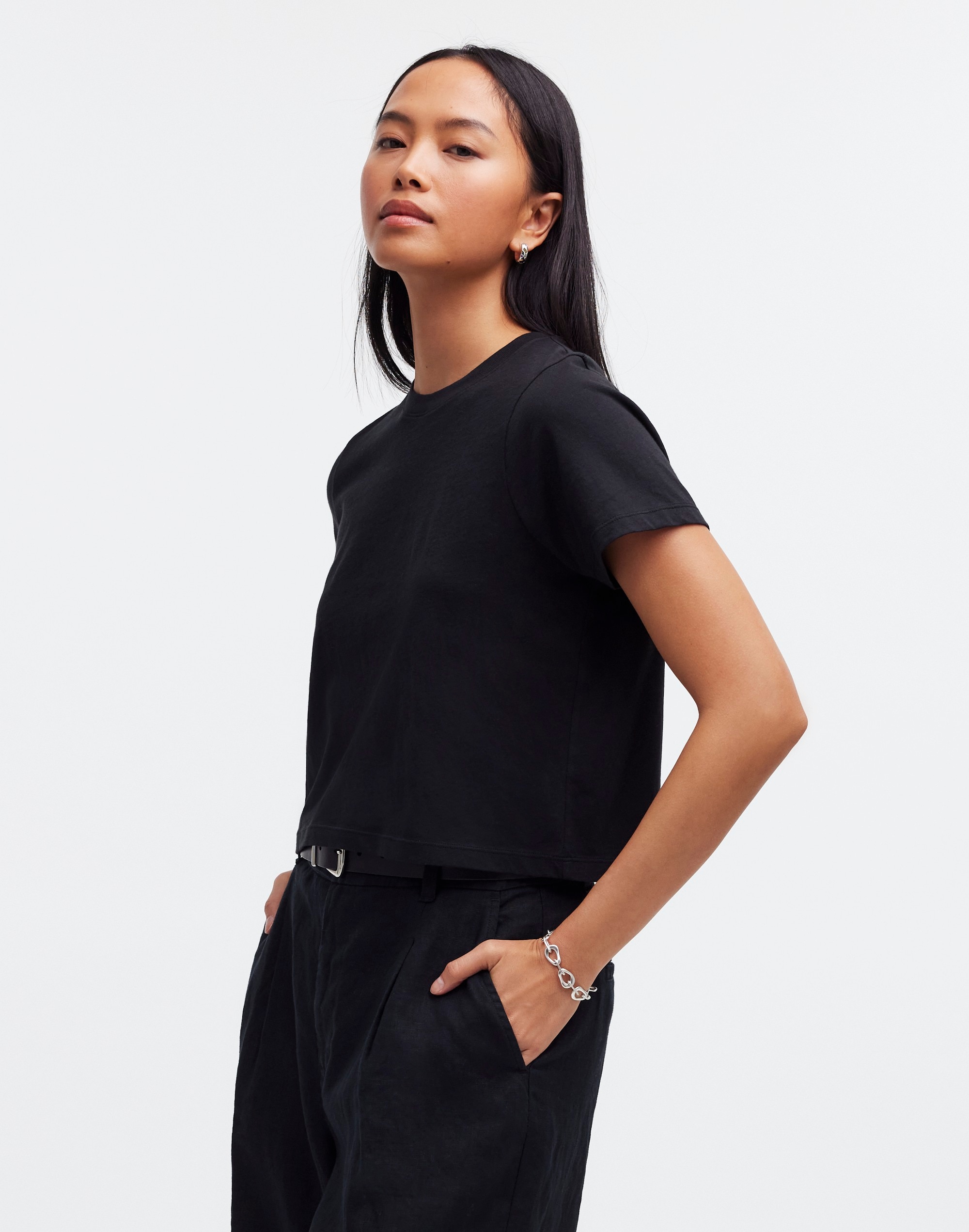 Softfade Cotton Boxy-Crop Tee | Madewell