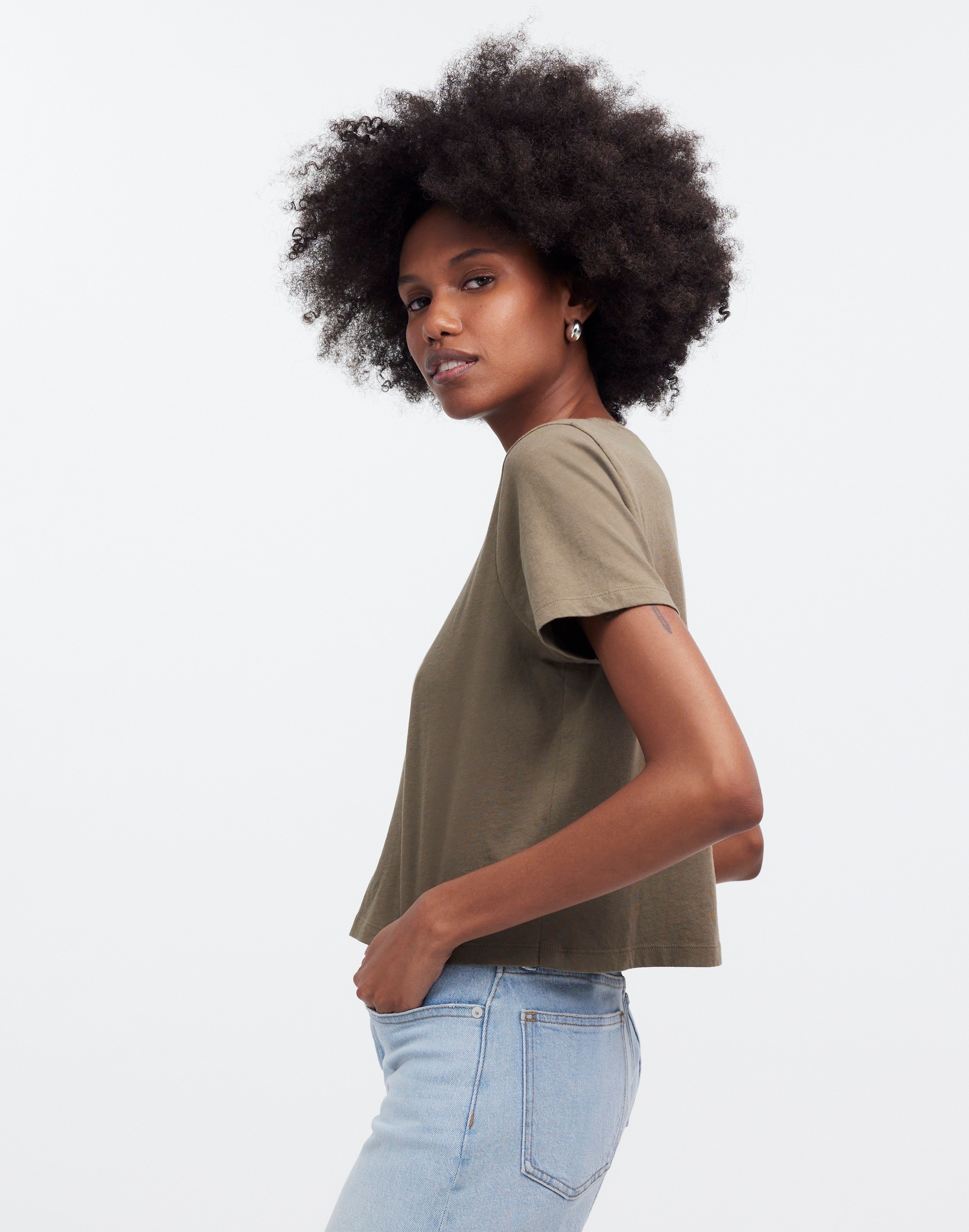 Softfade Cotton Boxy-Crop Tee