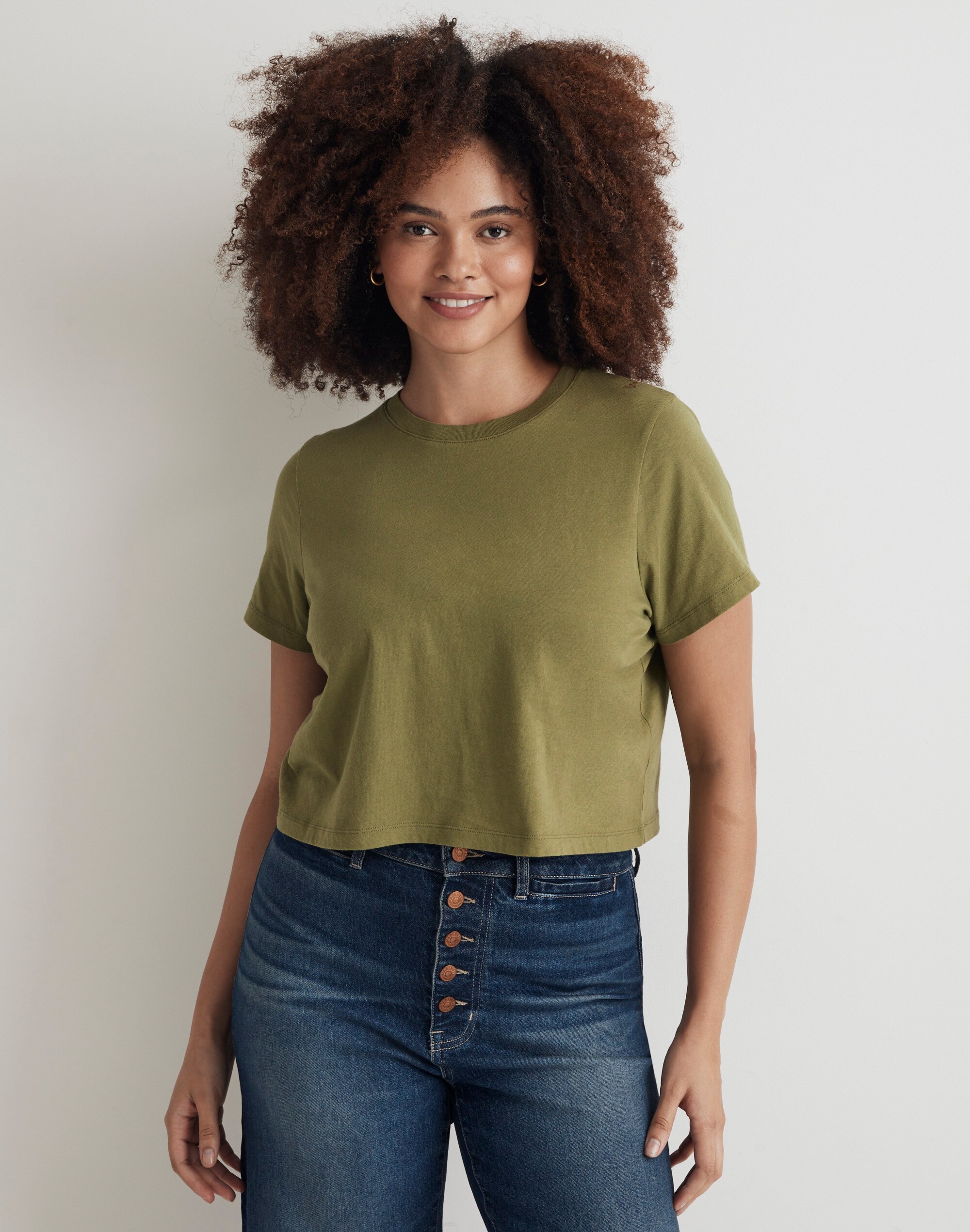 Softfade Cotton Boxy-Crop Tee | Madewell