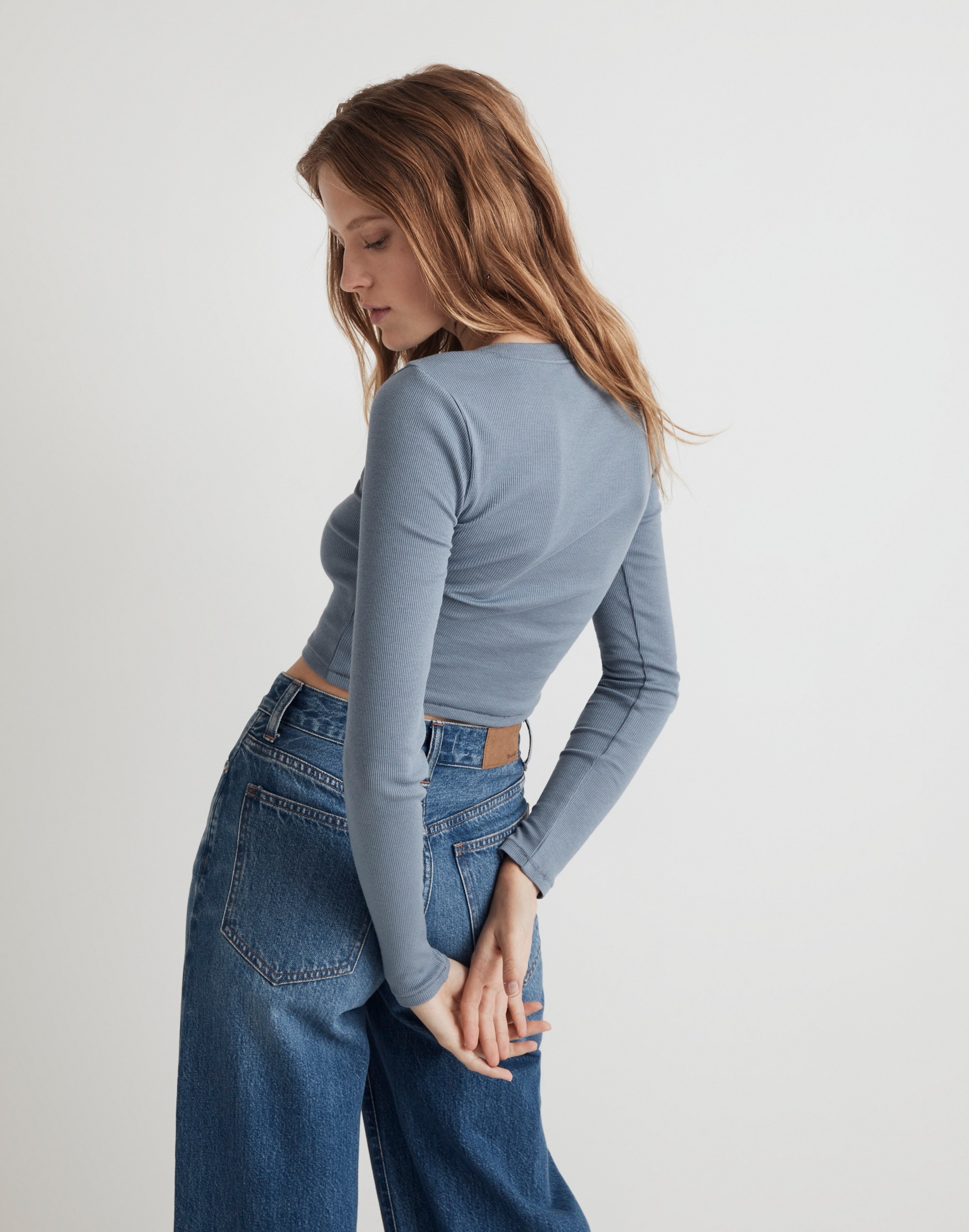 Fine Ribbed Supercrop Crewneck Long-Sleeve Tee | Madewell