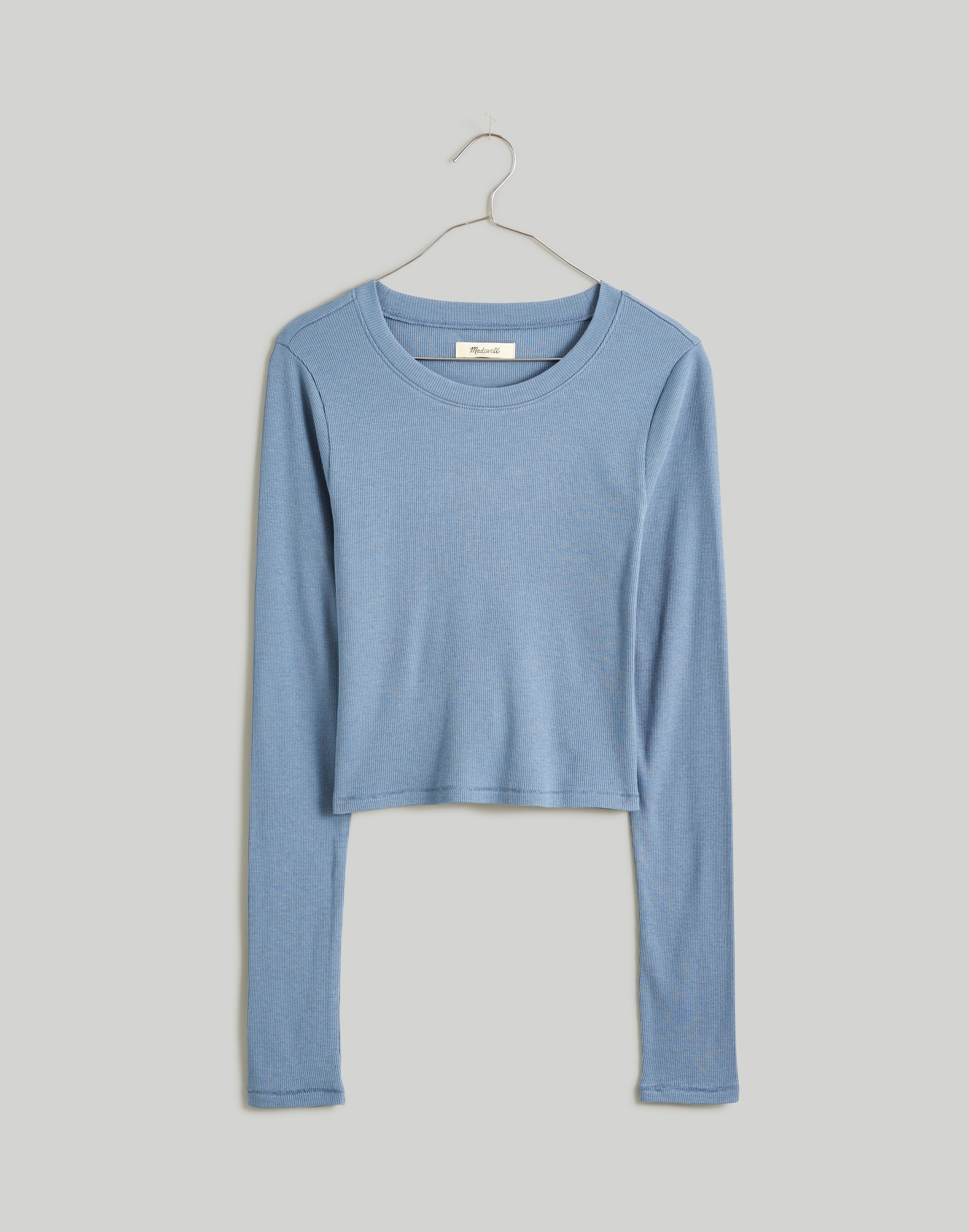 Fine Ribbed Supercrop Crewneck Long-Sleeve Tee | Madewell