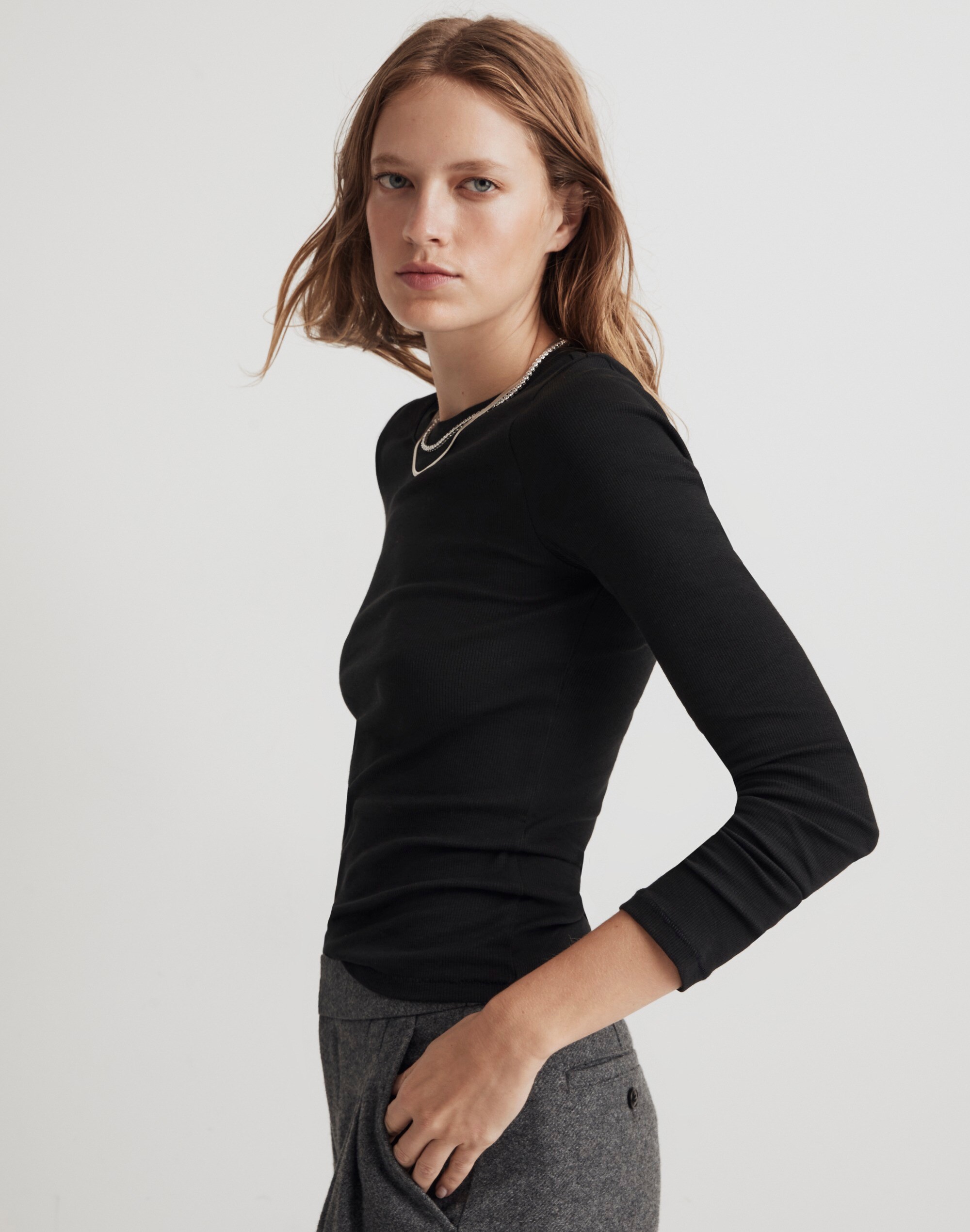 Brightside Finerib Crewneck Long-Sleeve Tee | Madewell