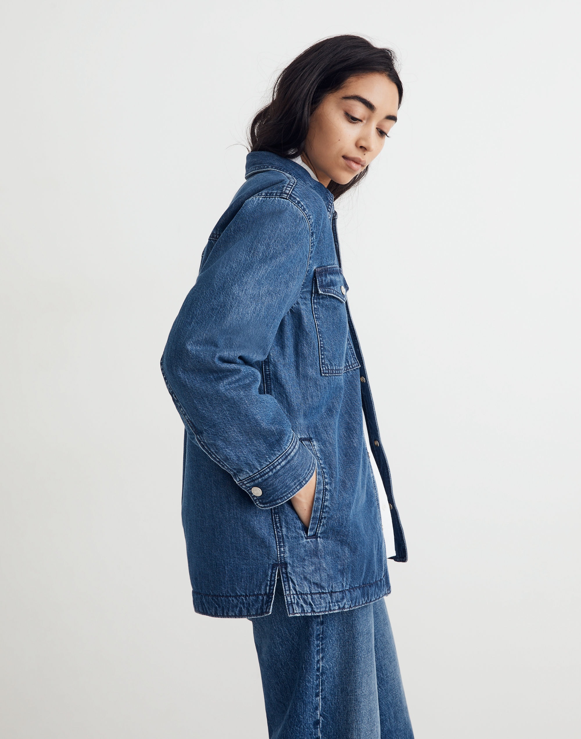 Quilted-Lining Denim Shirt-Jacket