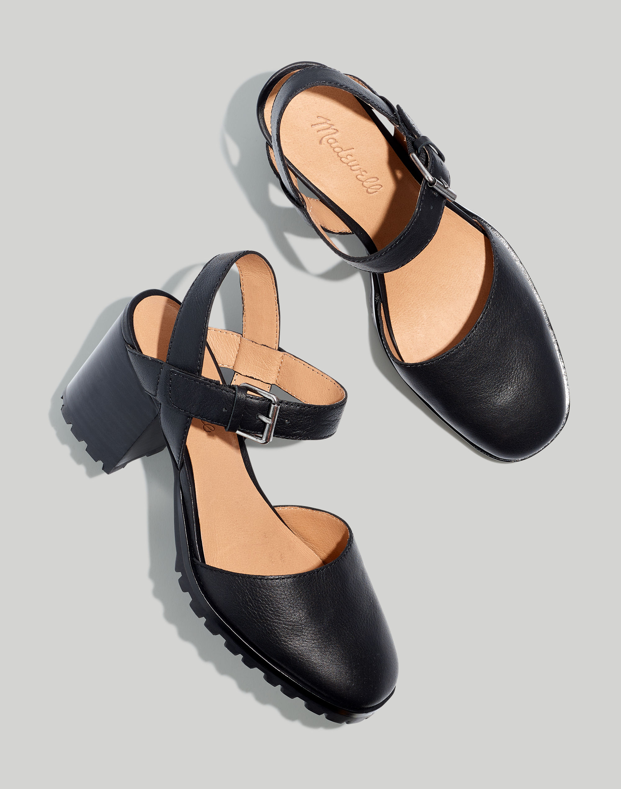The Claudie Heeled Lugsole Mary Jane in Leather