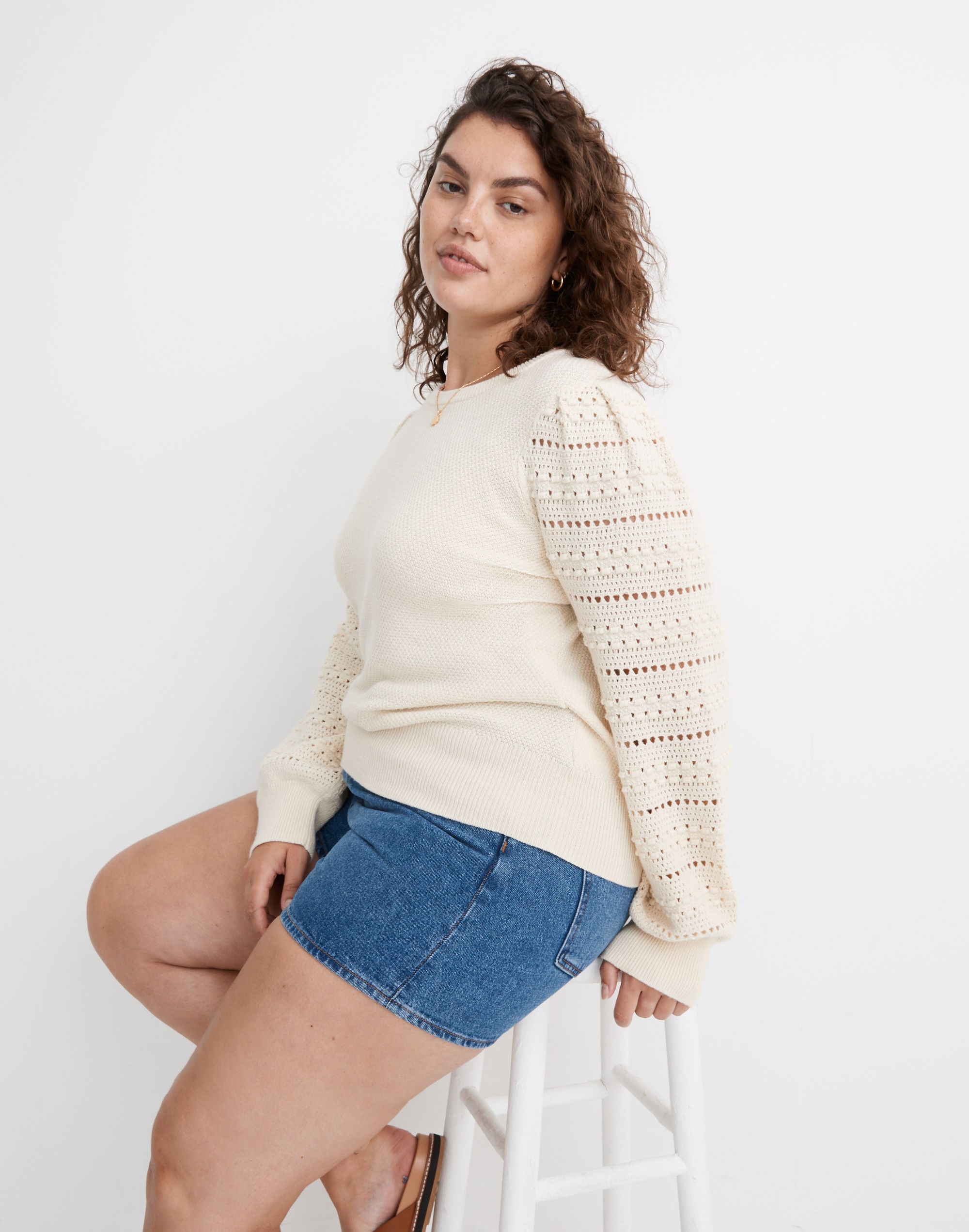 Bobble-Sleeve Pullover Sweater | Madewell