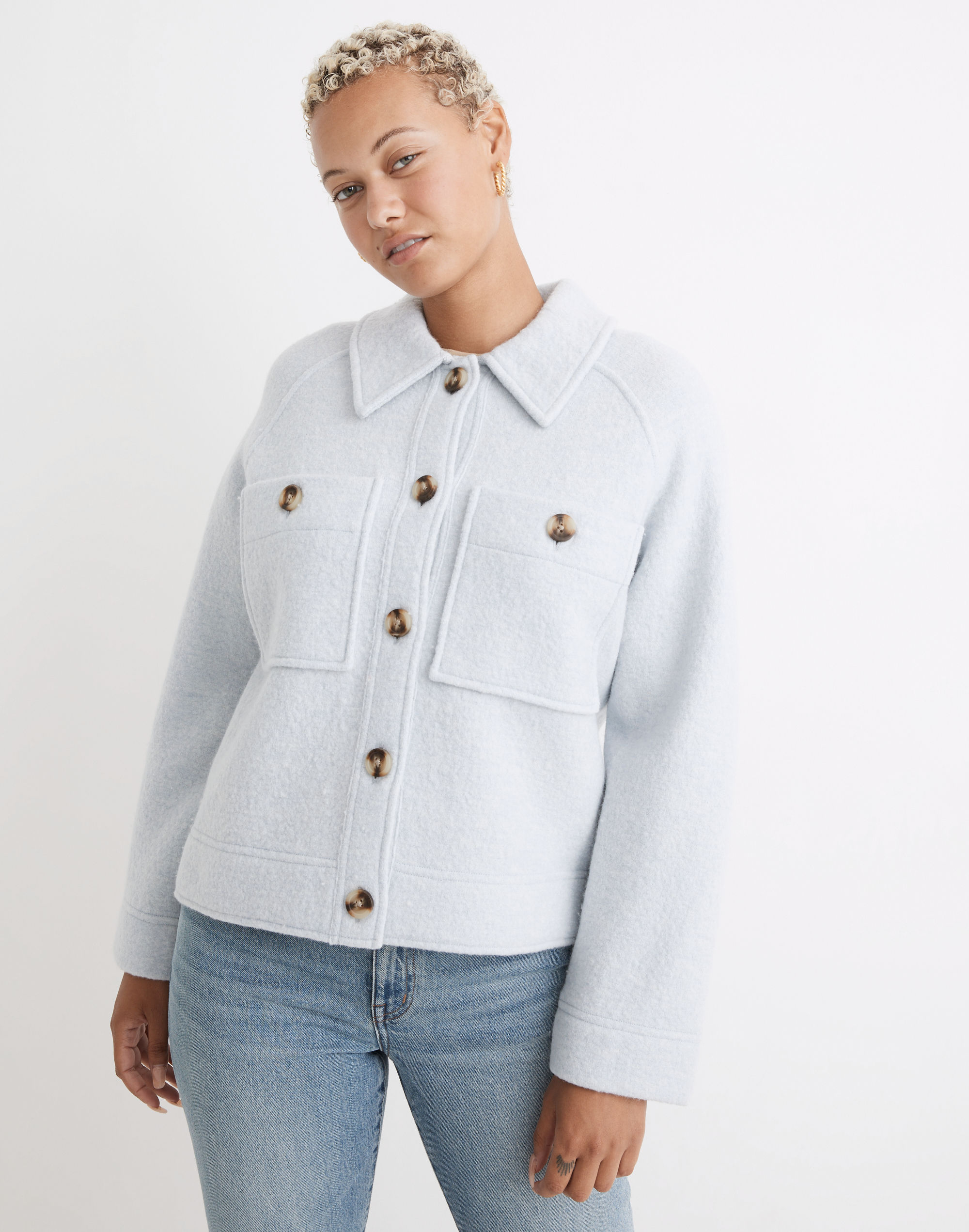 Crop Sweater Shirt-Jacket | Madewell