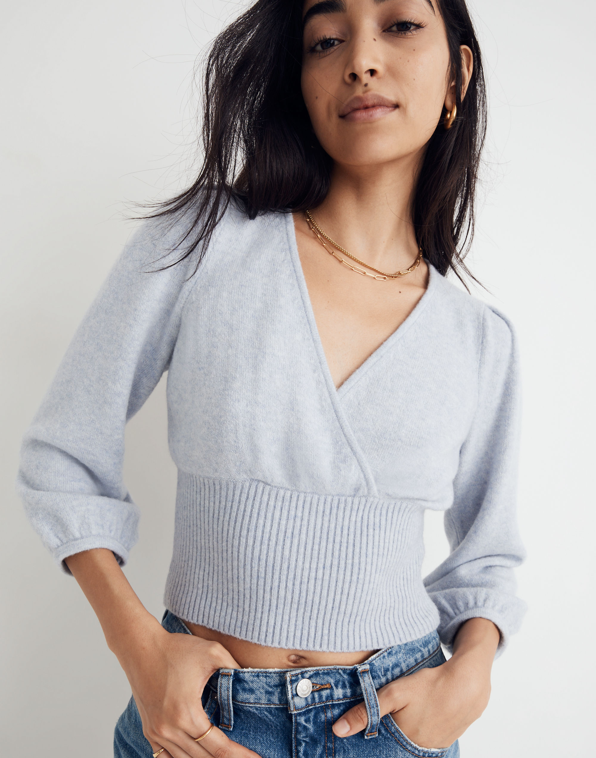 Wrap V-Neck Sweater in Coziest Yarn | Madewell