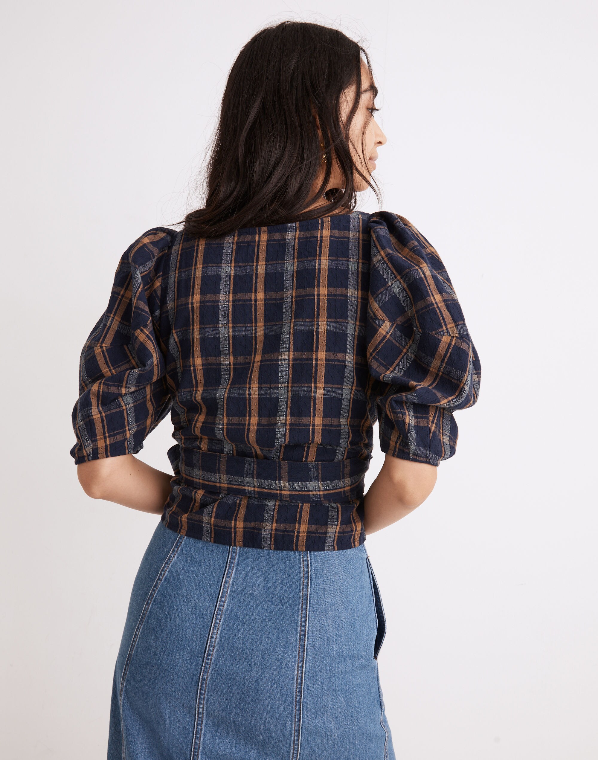 Sweetheart Wrap Top Plaid | Madewell