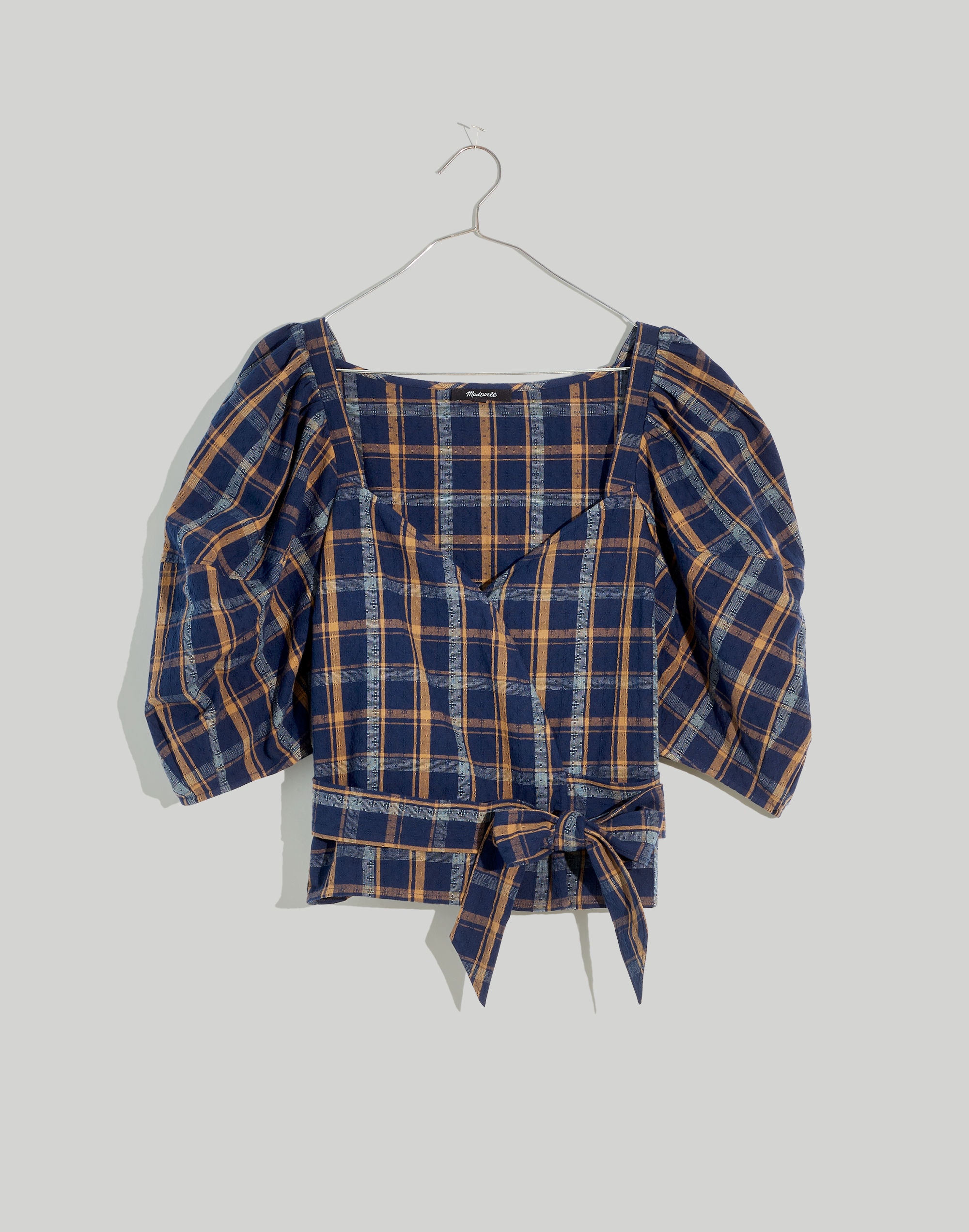 Sweetheart Wrap Top Plaid | Madewell