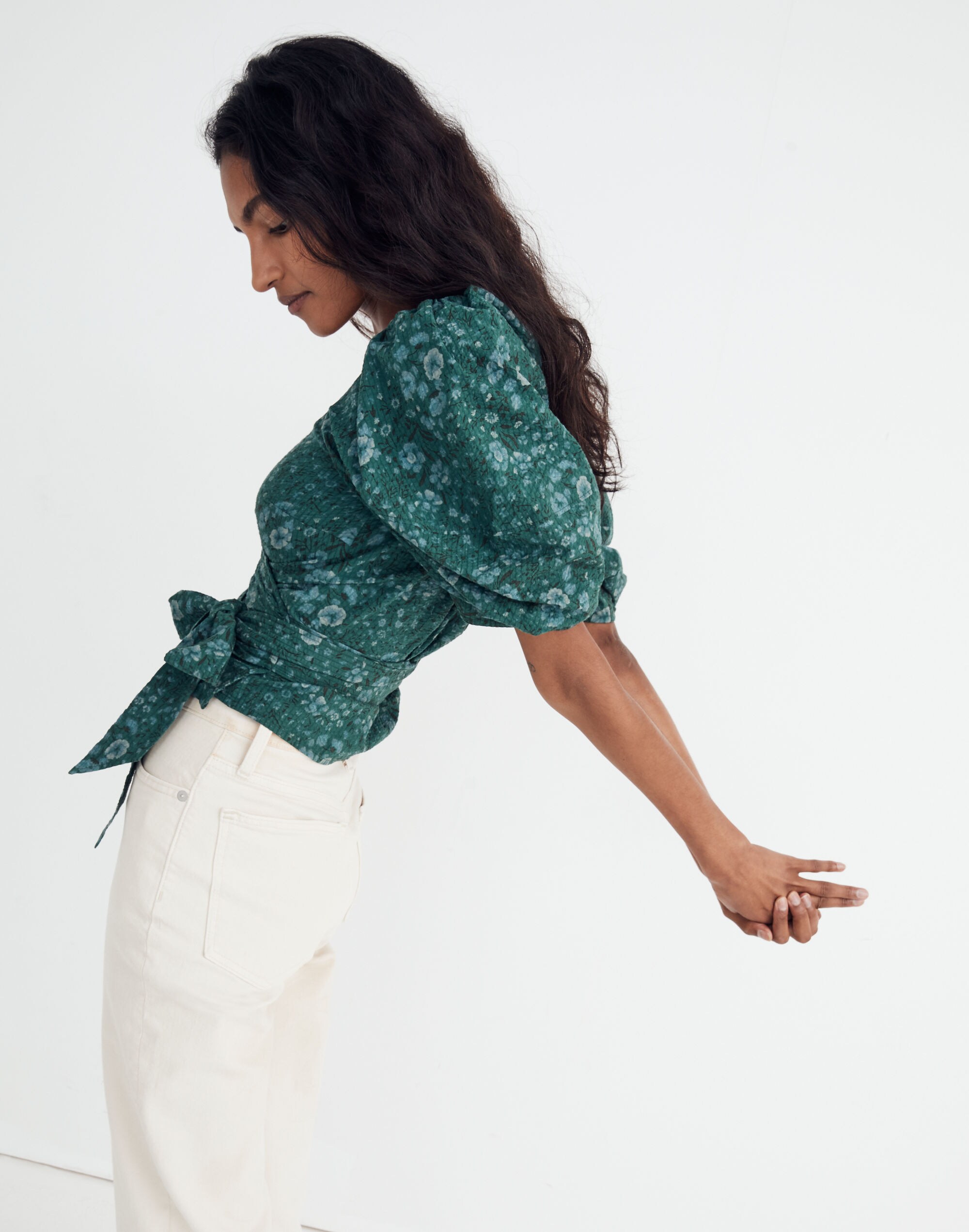 Seersucker Sweetheart Wrap Top Woodland Floral | Madewell