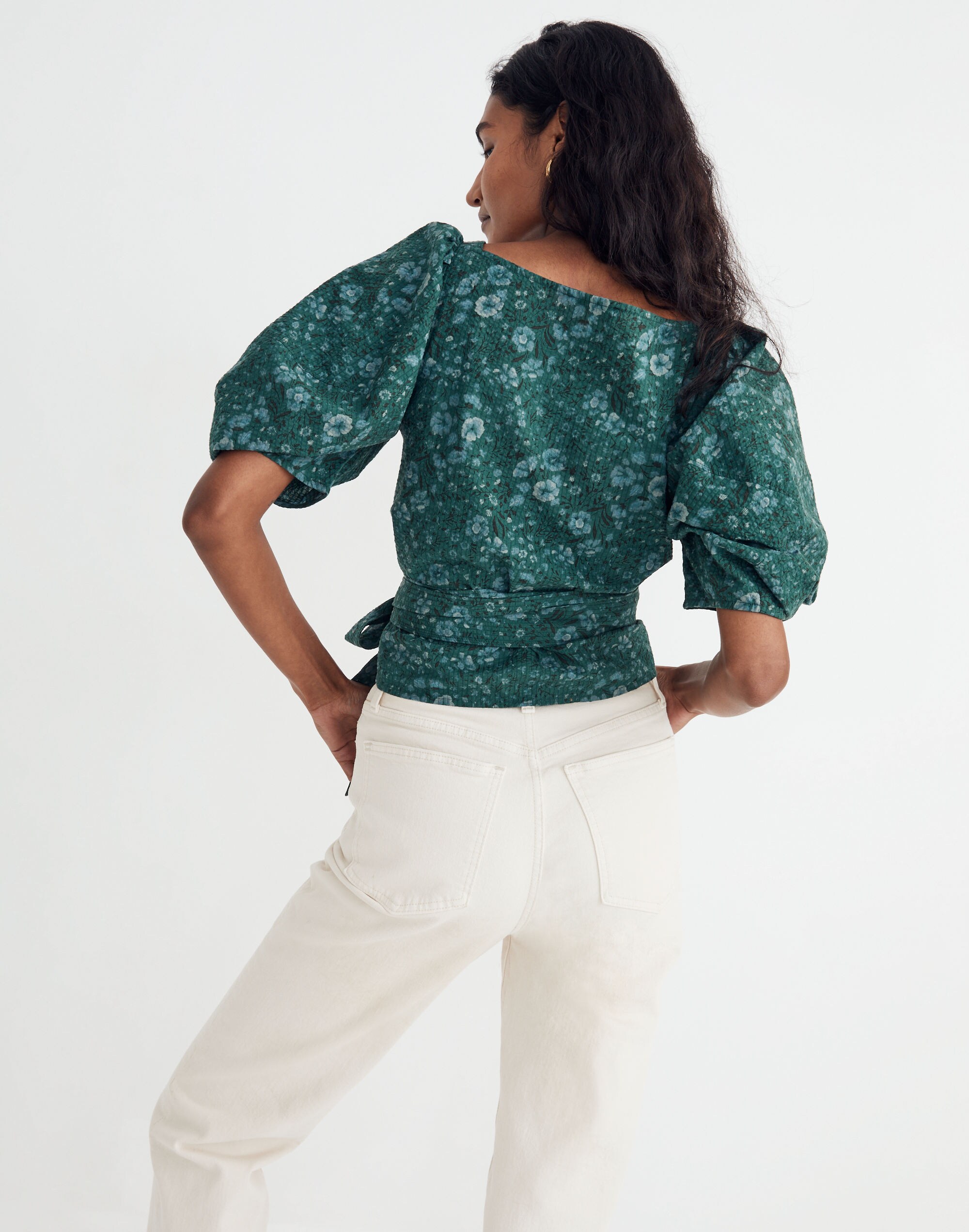 Seersucker Sweetheart Wrap Top Woodland Floral | Madewell